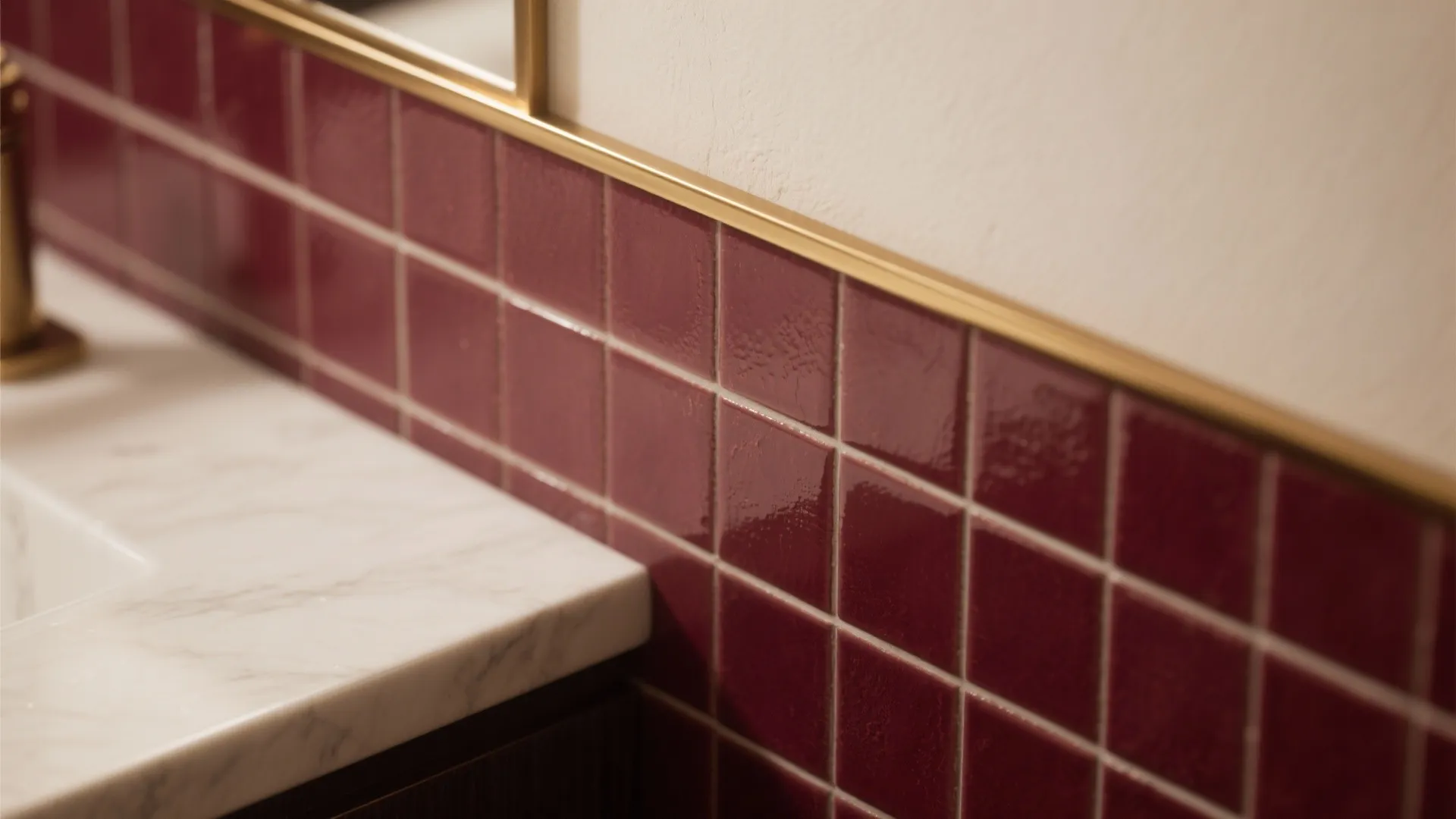 Burgundy Tiles With Brass Details