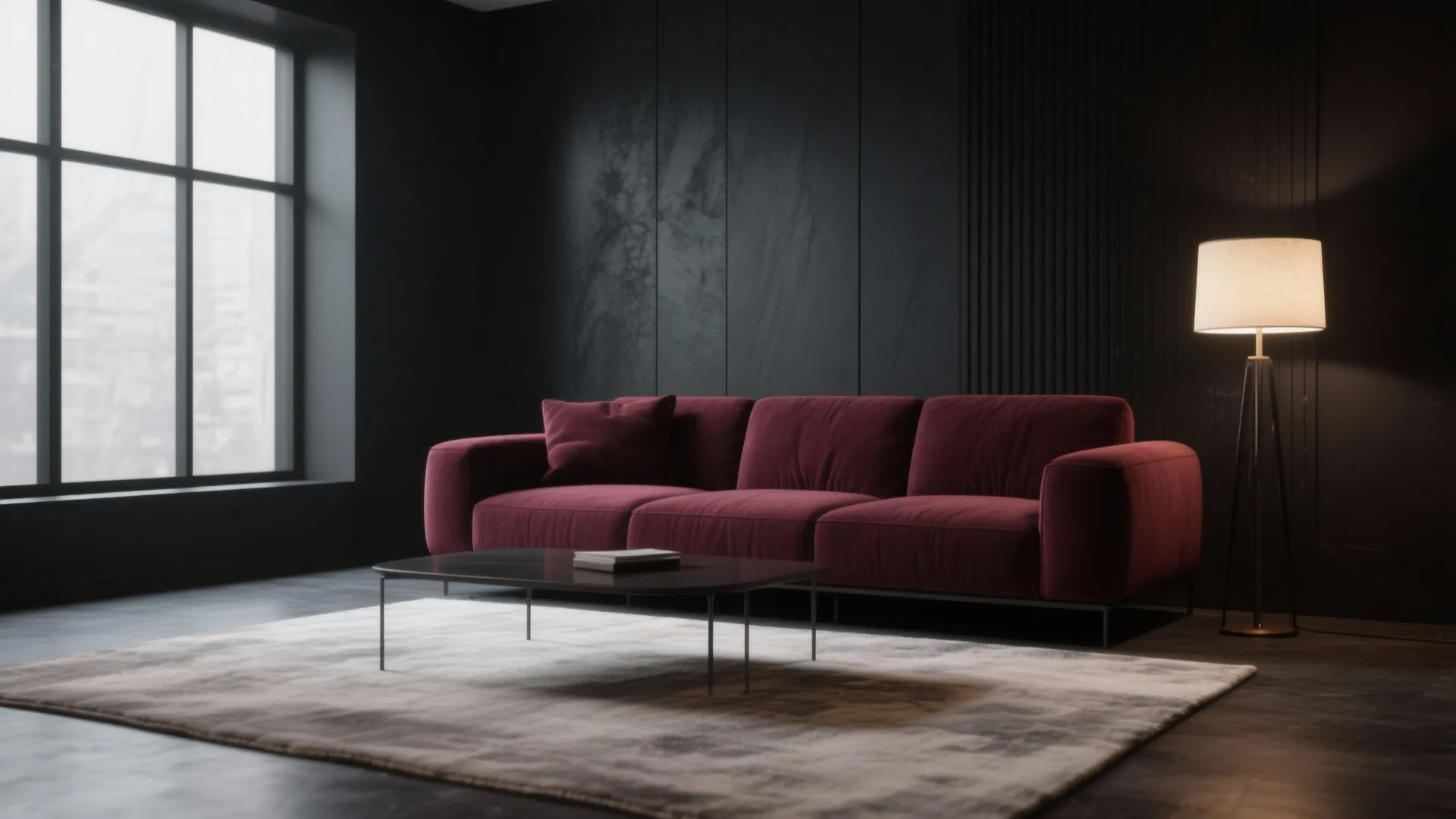 6. Burgundy and Monochrome Contrast