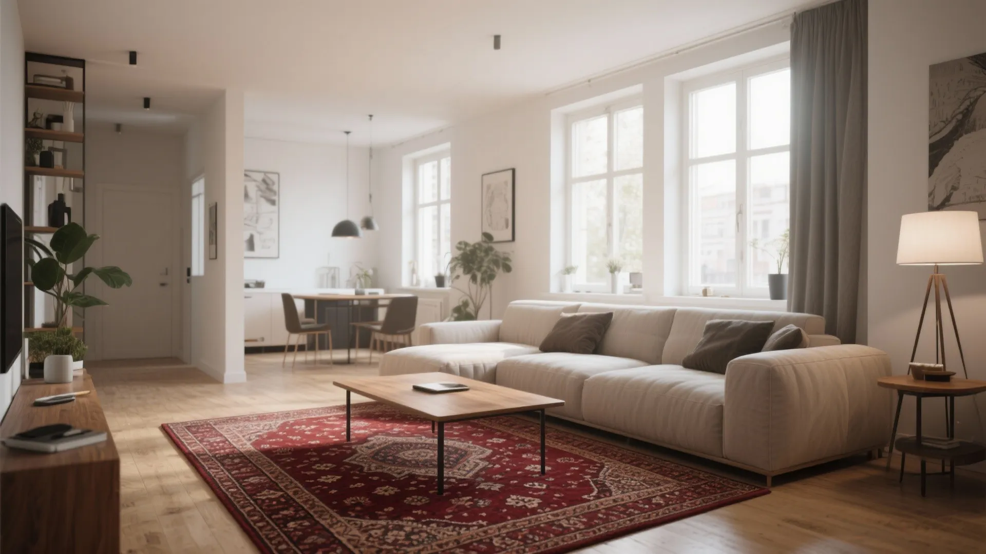 7. Burgundy Rug as Anchor