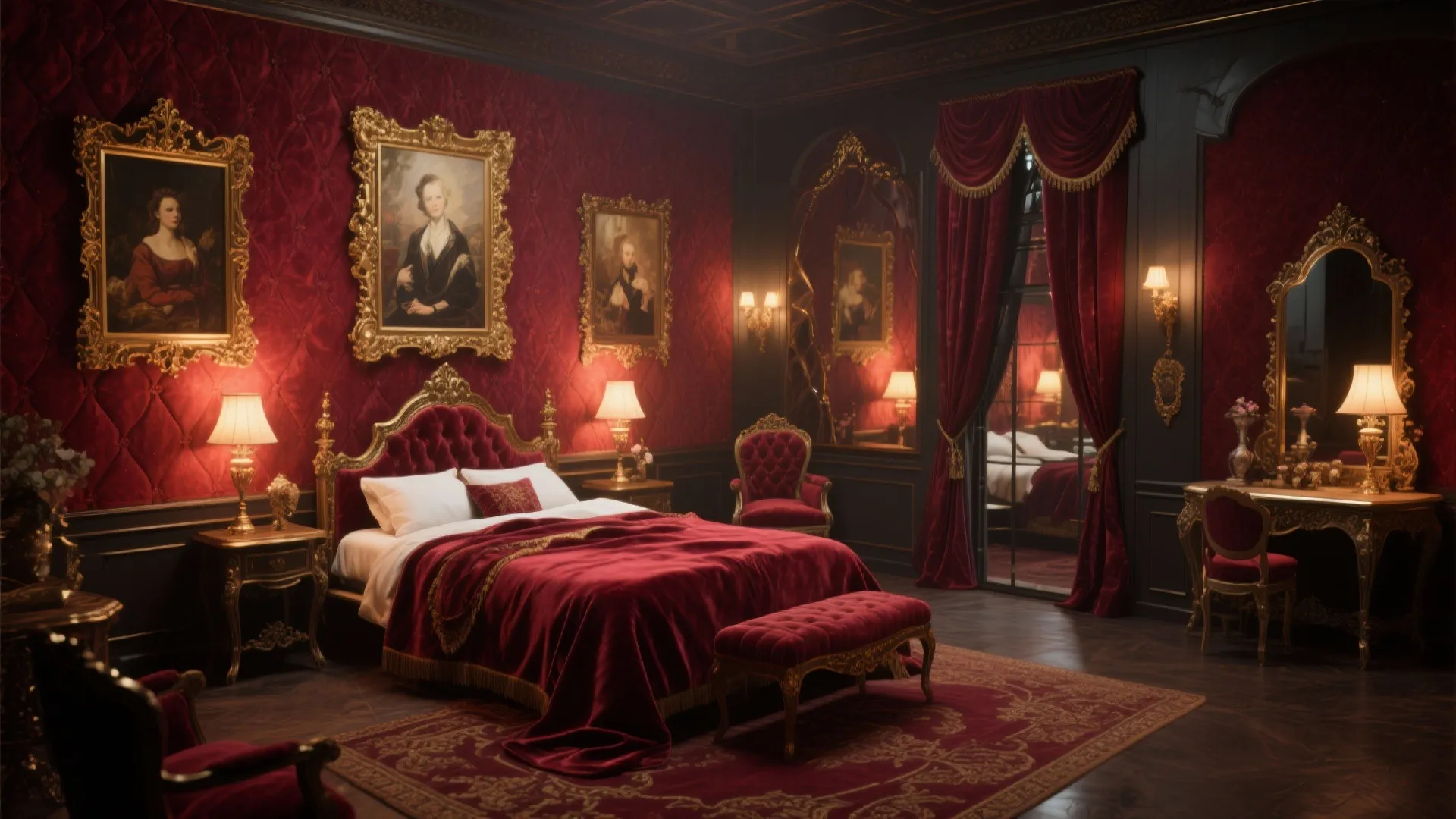 Tip 2: Burgundy Velvet Walls