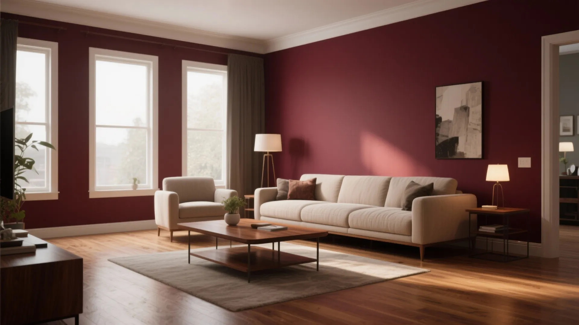 10. Burgundy & Natural Wood Combo