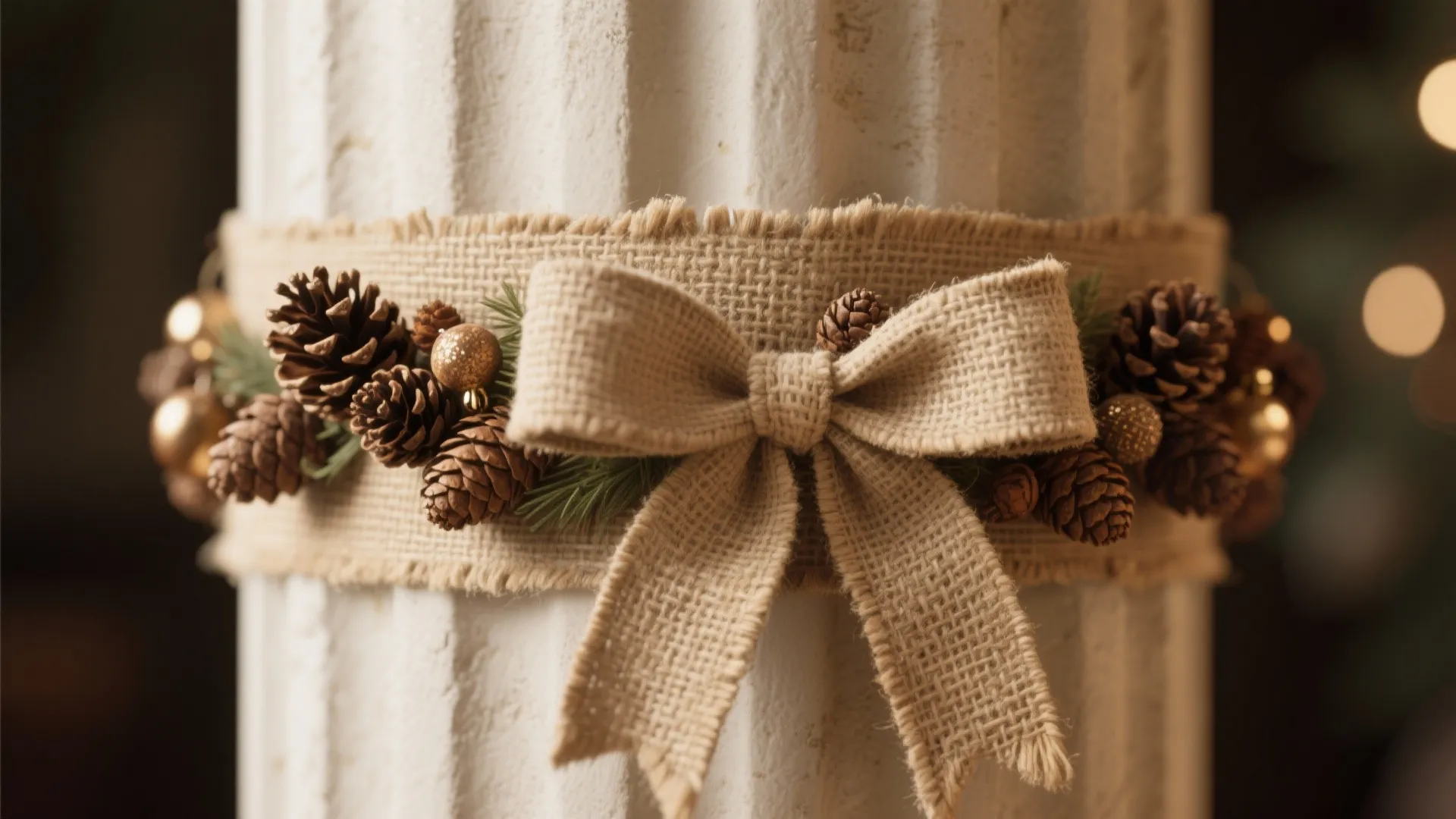 Tip 2: Rustic Burlap and Pinecones