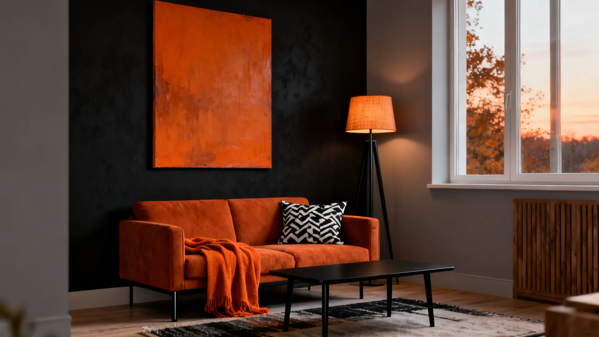 Burnt Orange & Black Living Room Ideas