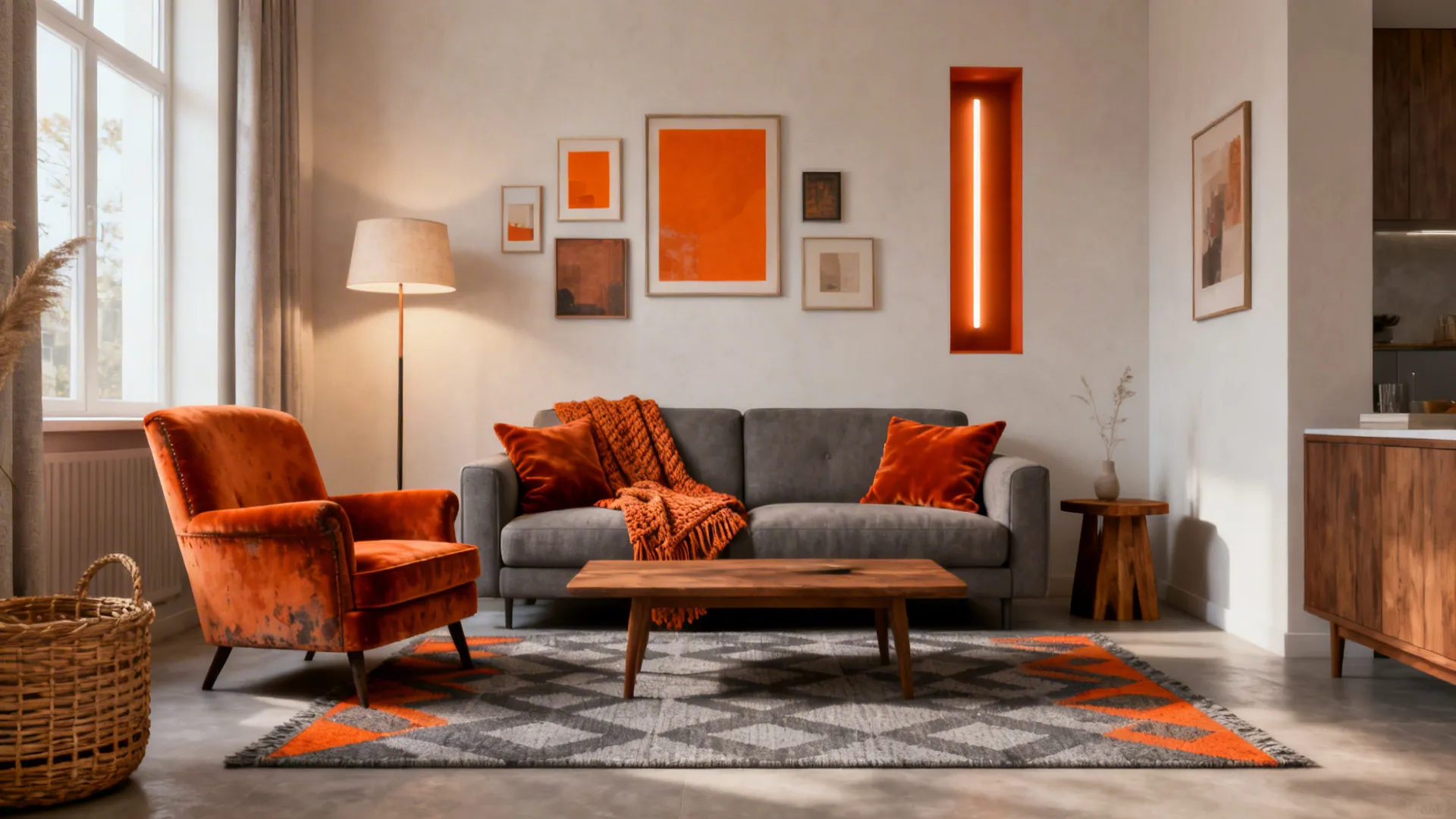 Burnt Orange & Gray: 5 Small-Space Living Room Ideas