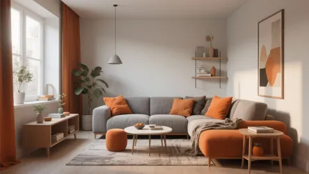 10 Burnt Orange and Grey Living Room Ideas