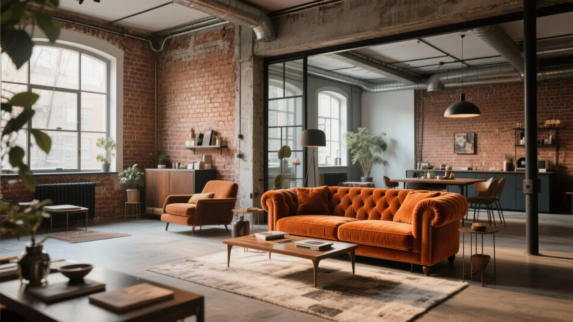 3. Burnt Orange Velvet Sofa