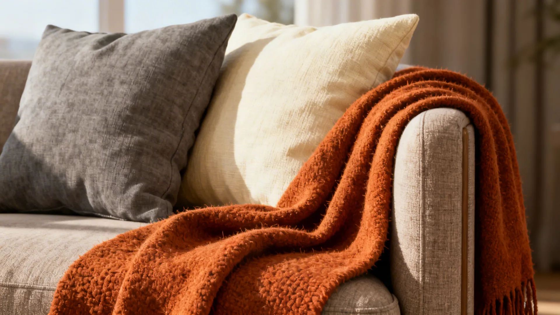 1. Layered Neutrals with Burnt Orange Accents