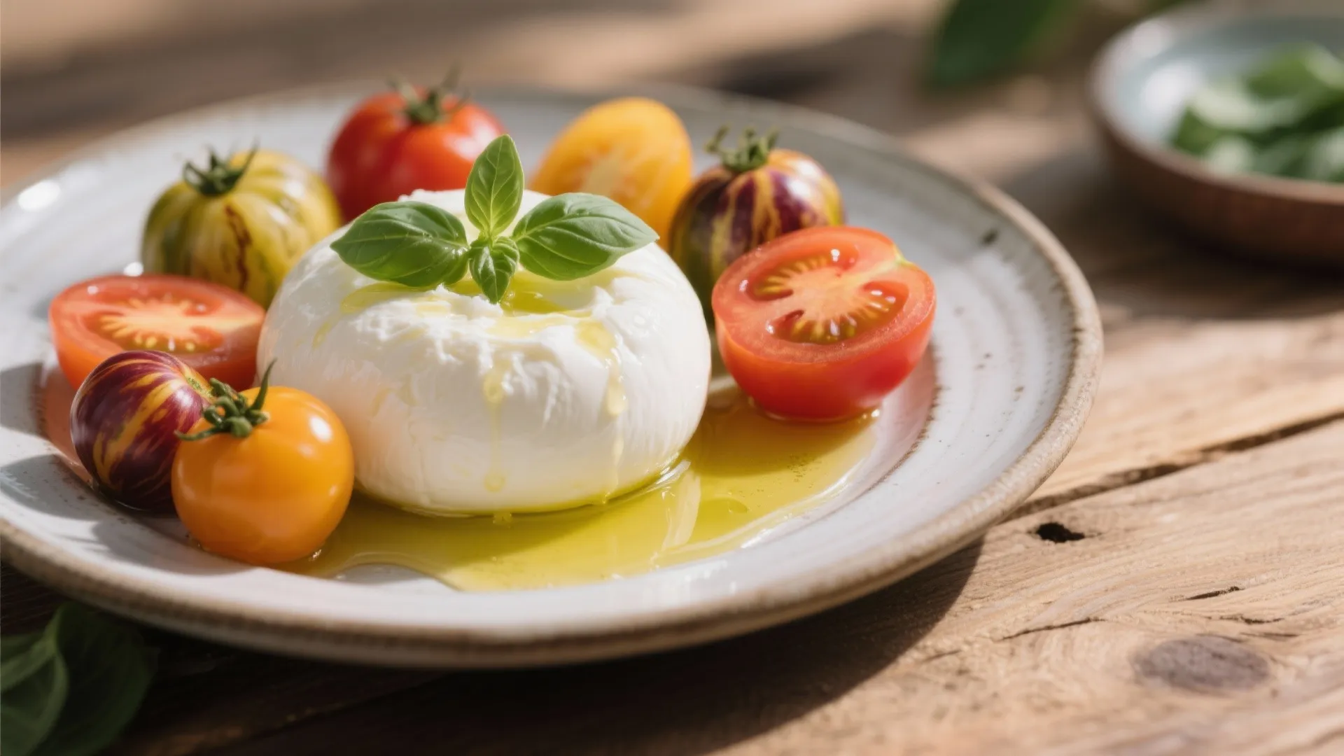 5. Burrata with Heirloom Tomato Medley