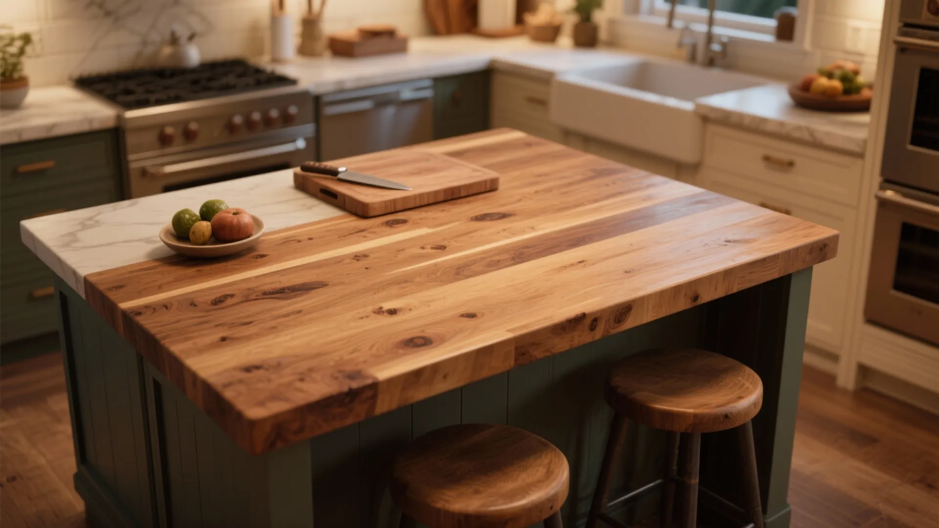 2) Butcher block: warmth and function