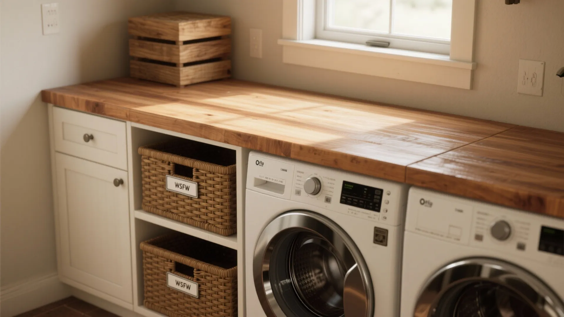2. Butcher block counter with under-storage