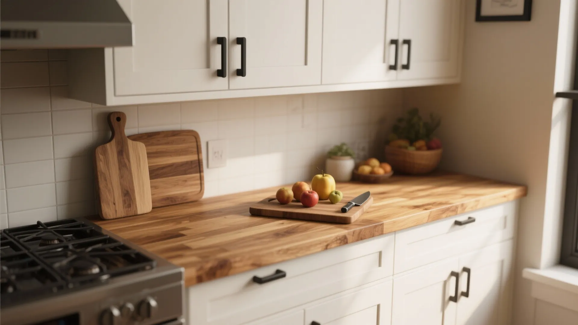 2. Butcher block — warm, affordable, and refinable