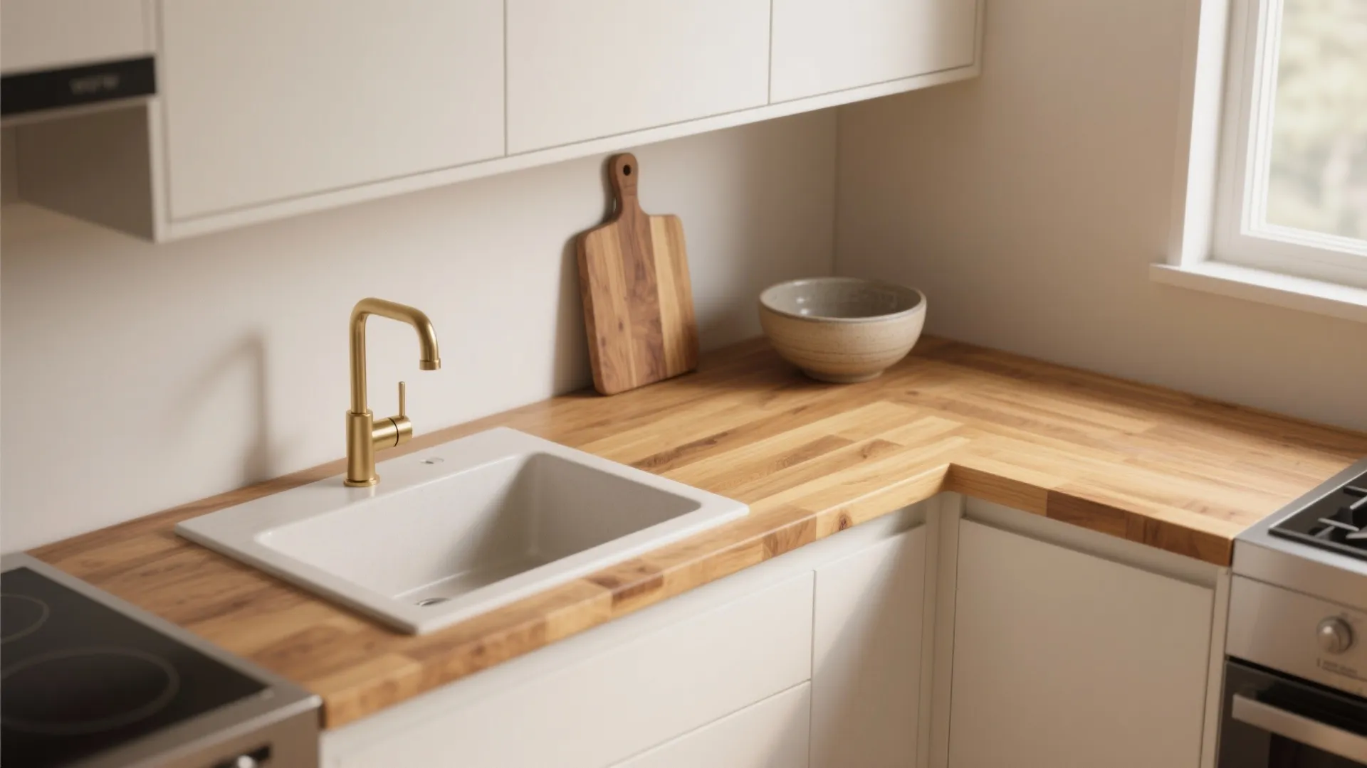 2. Wrap-Around Butcher Block Counter