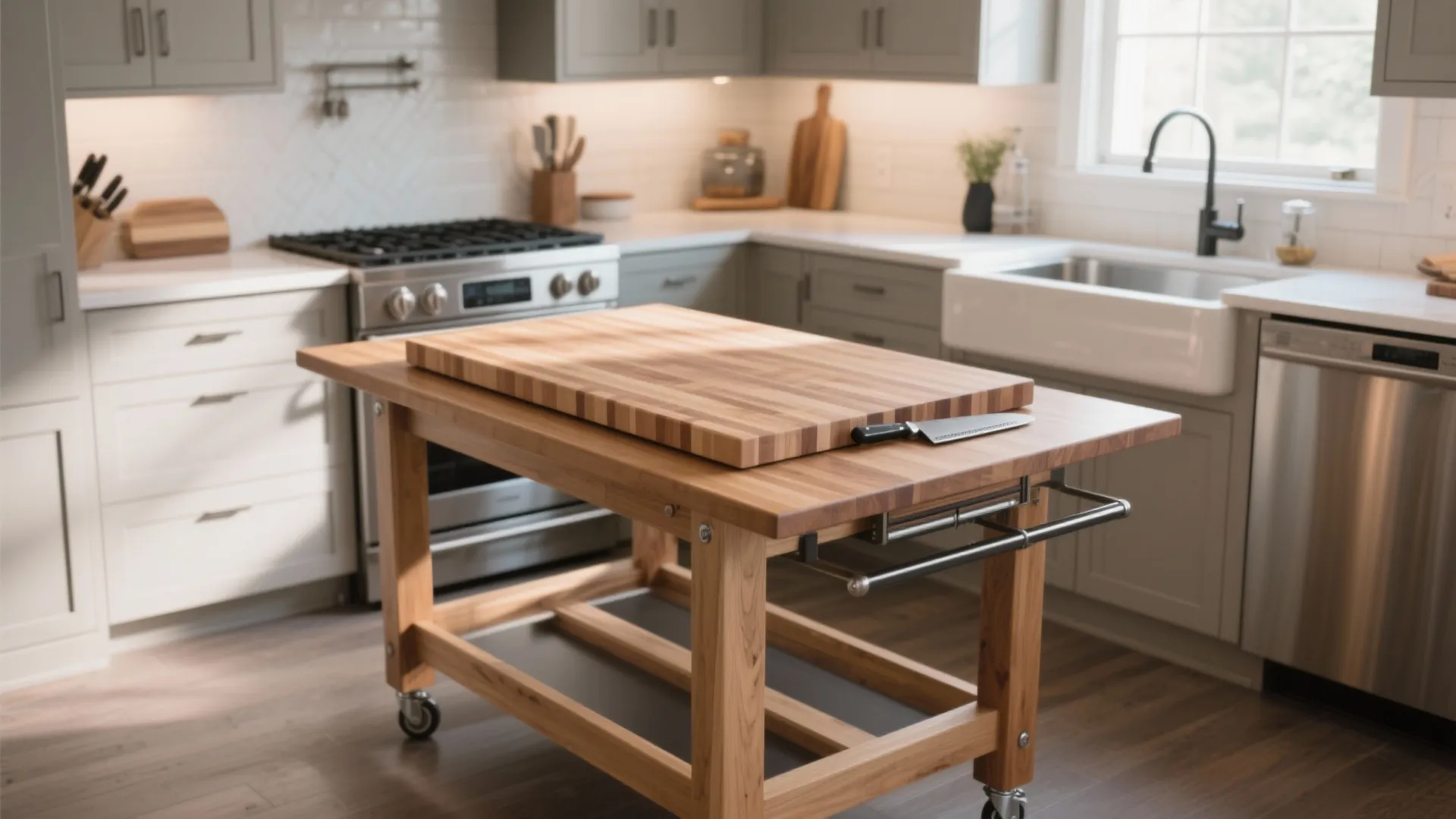 DIY Chopping Block Table: A Stylish Kitchen Upgrade: 1 Minute to a Functional Workstation for Any Kitchen