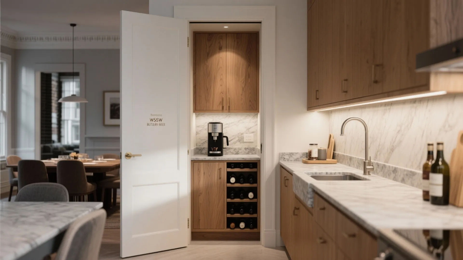 A discreet butler’s pantry in small footprints