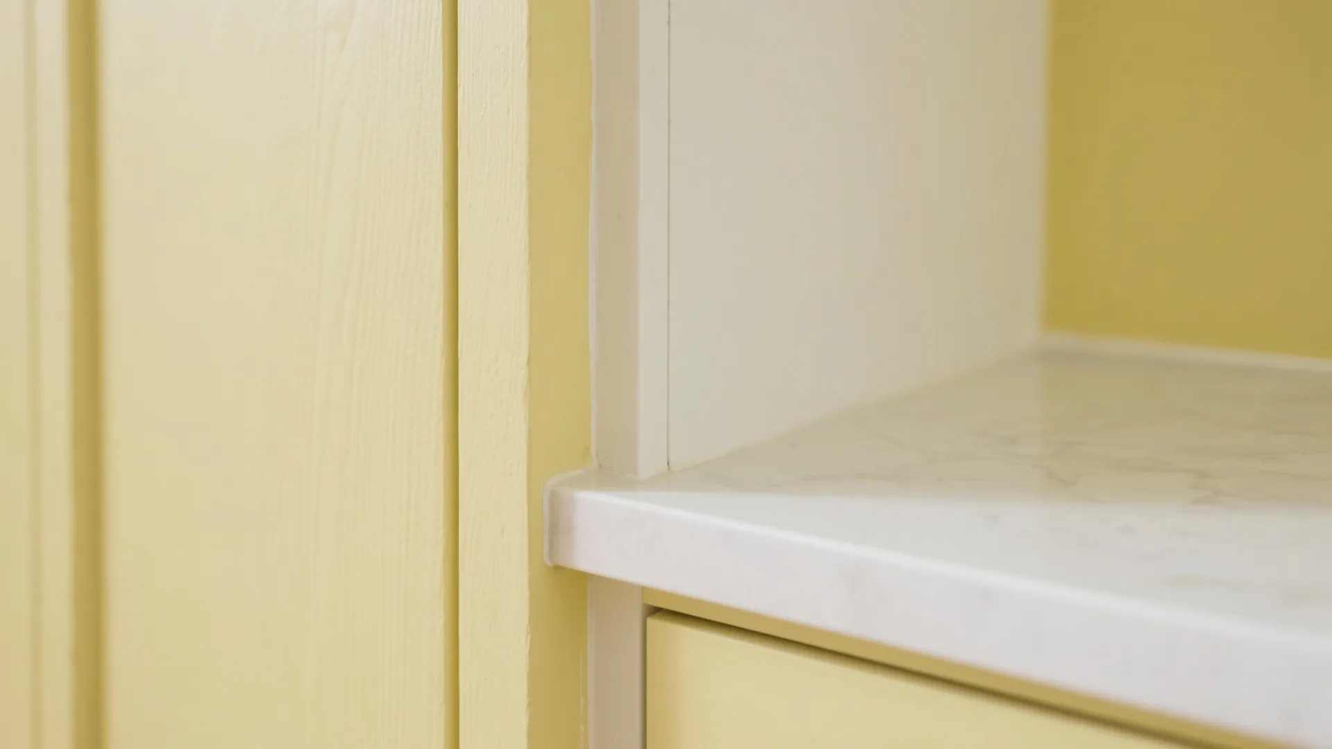 Soft Butter Walls + Matte White Cabinets