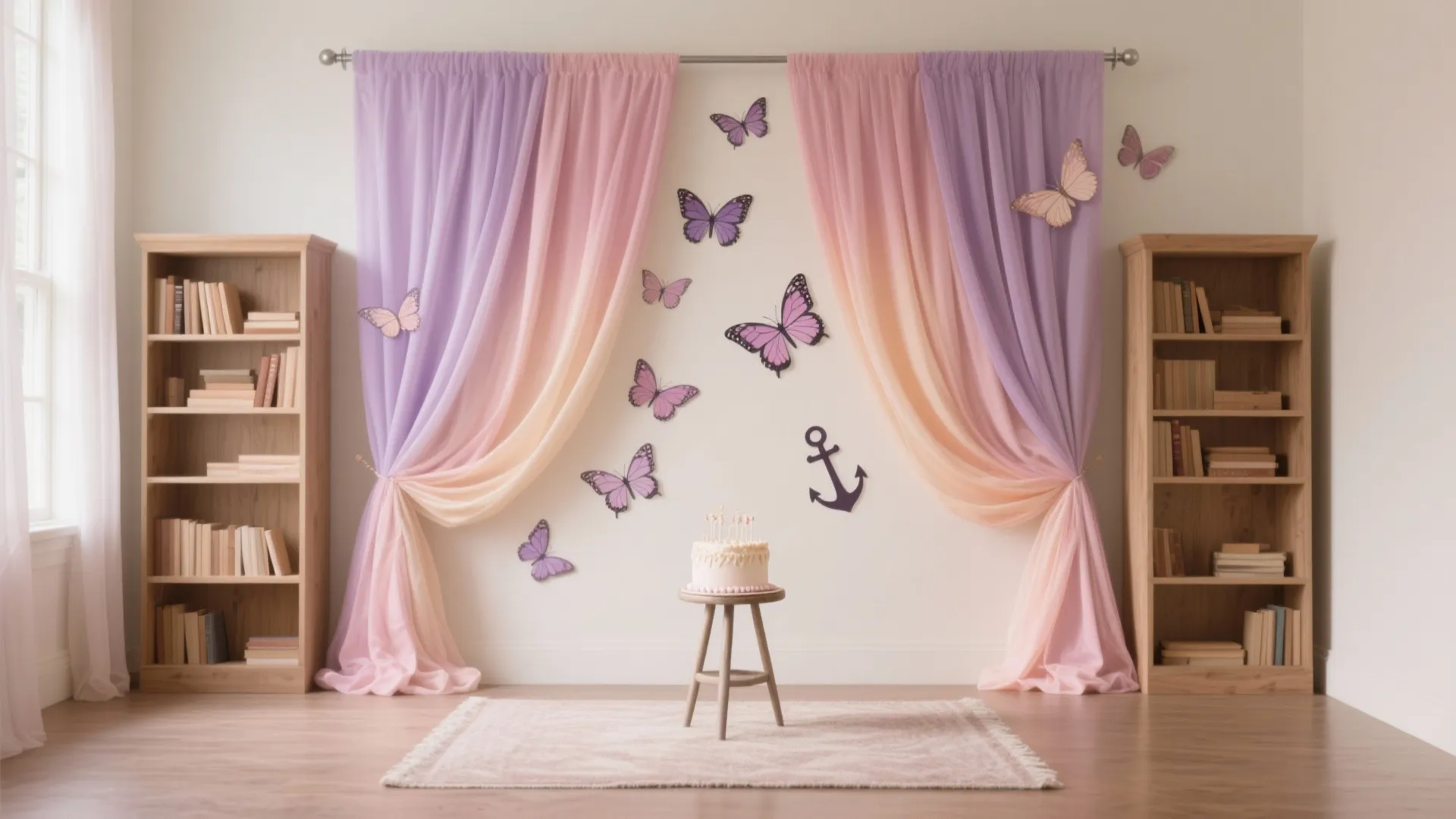 Butterfly Backdrop + Soft Drapes