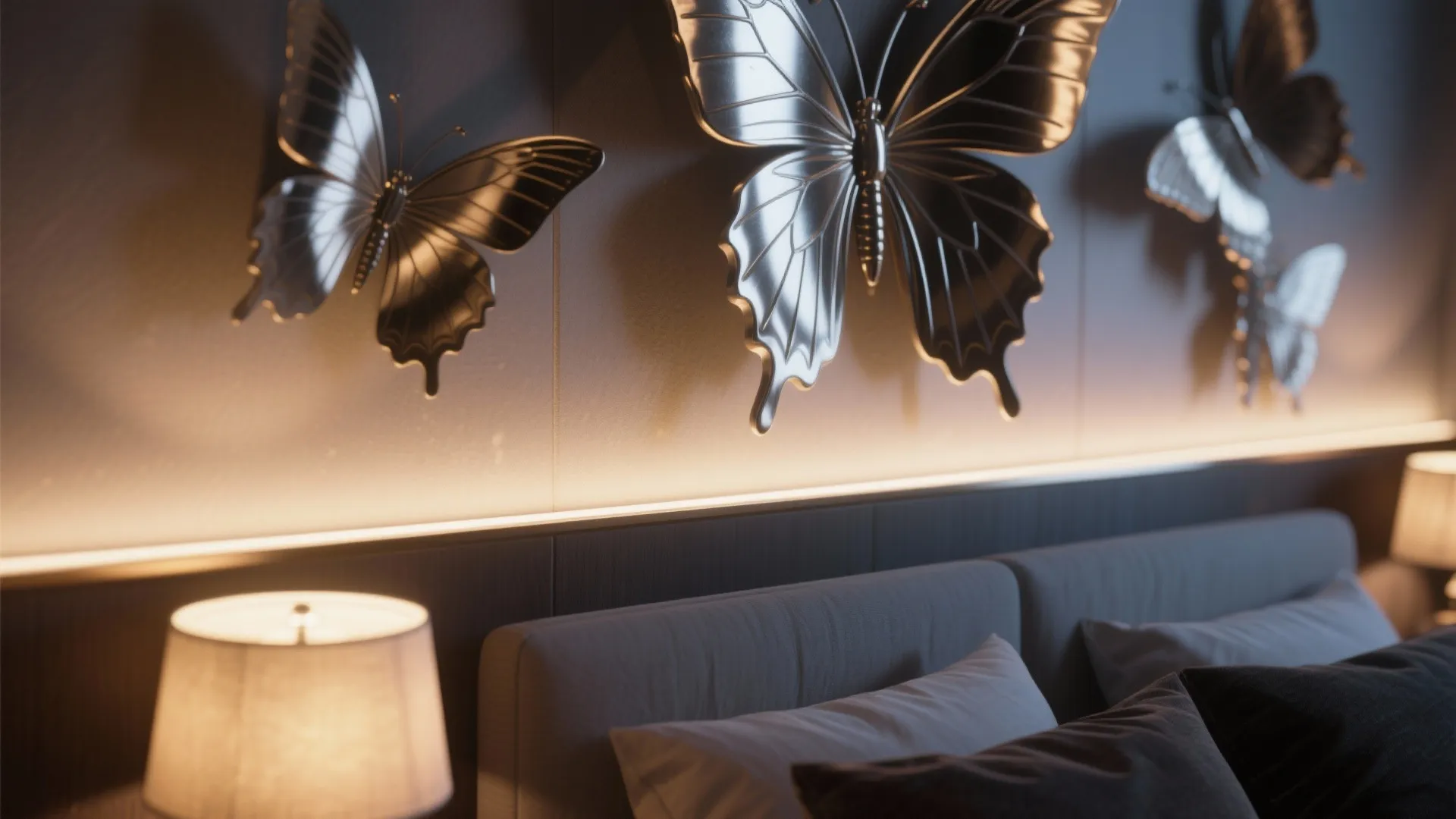 Layered lighting to make butterfly accents shimmer