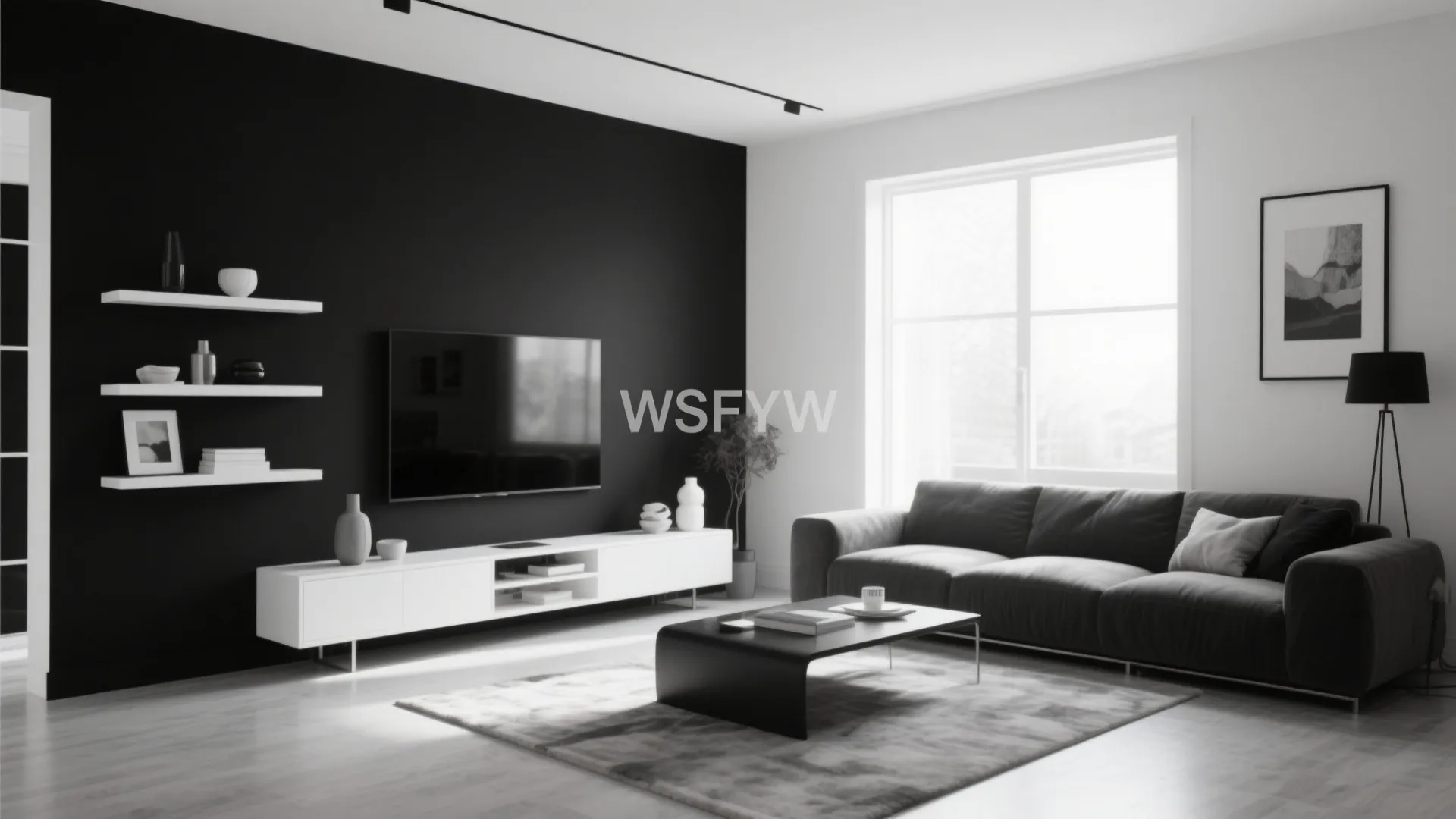 3. Black Accent Wall with White Decor