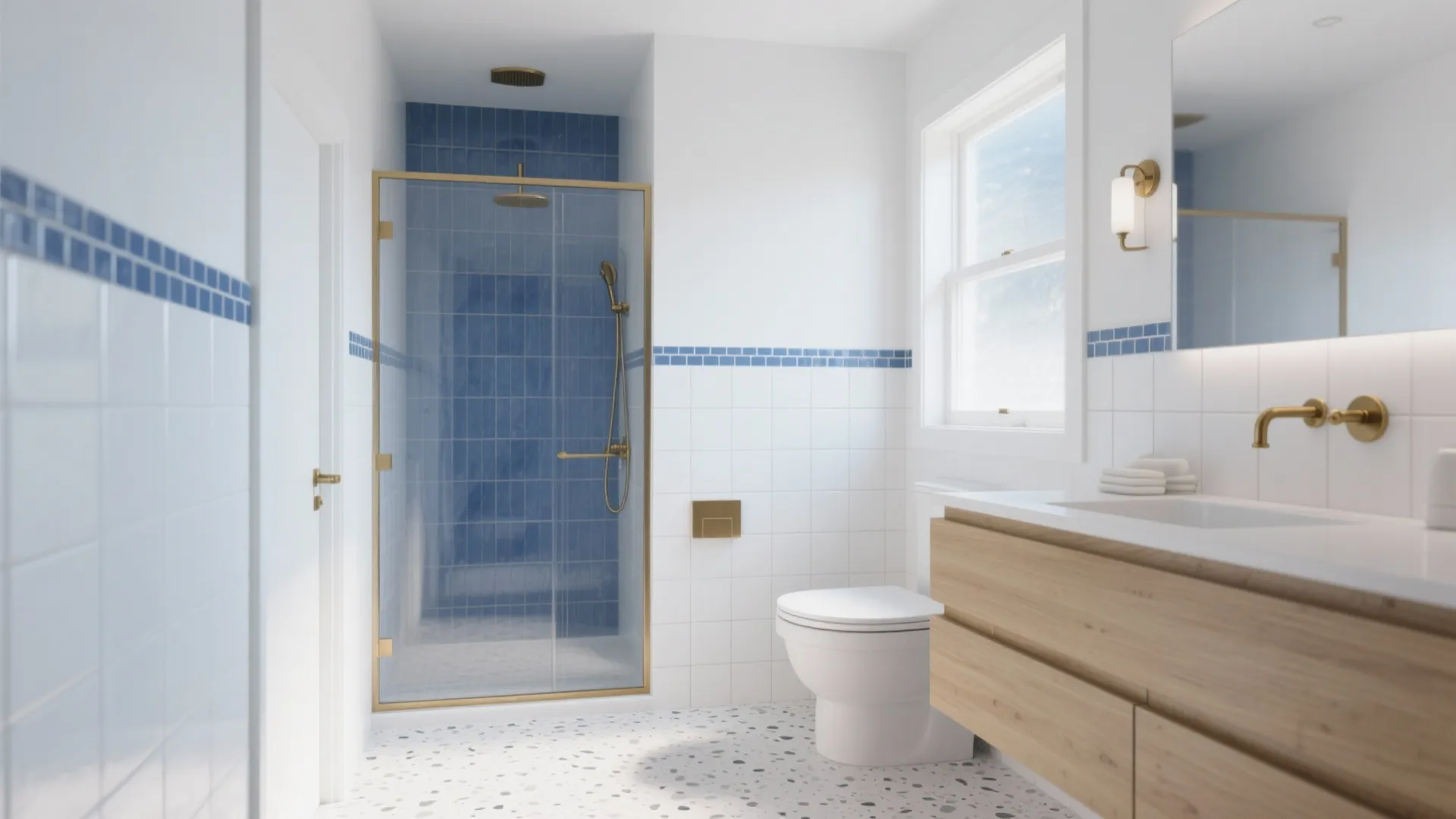 5 Blue and White Tile Bathroom Ideas That Work: From classic subway borders to Moroccan mosaics, I’ll show you how to build a blue and white tile bathroom that feels fresh, functional, and beautifully timeless in any small space.