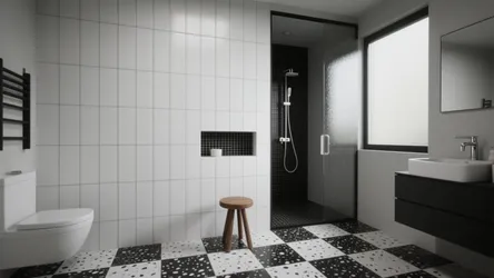 5 black and white bathroom tiles design ideas