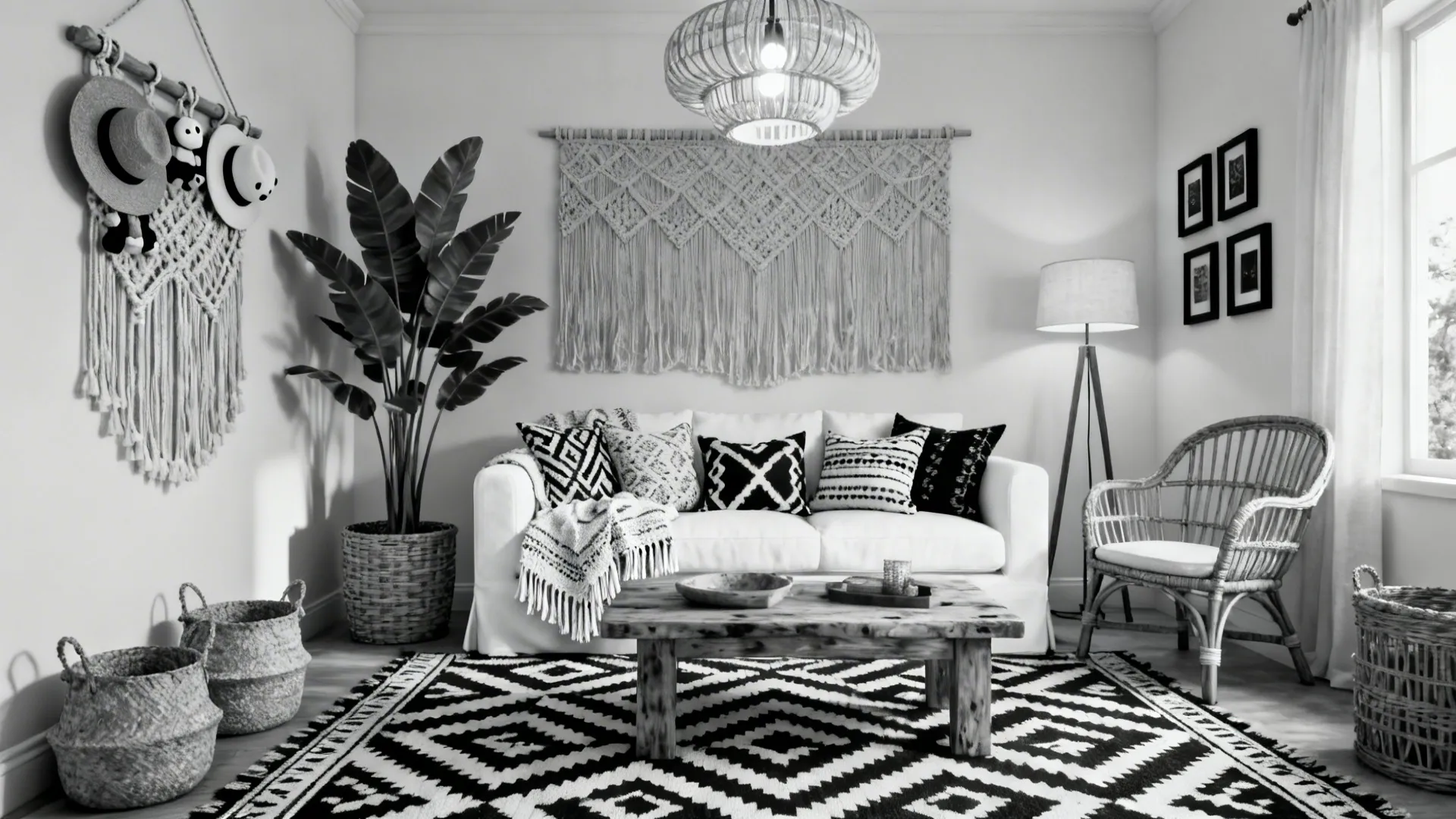 Black & White Boho Living Room — 5 Inspo Ideas