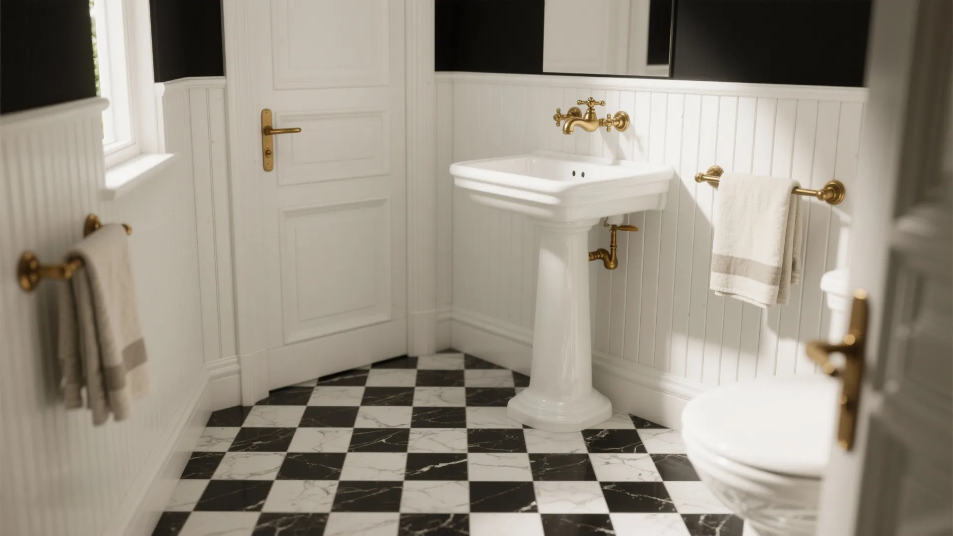 1) Black-and-white bones with warm brass