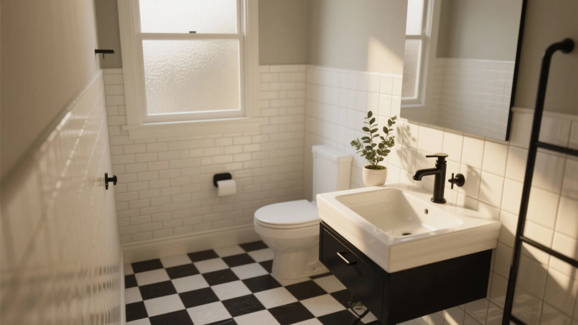 5 Black & White Tile Bathroom Ideas: Creative small-bathroom inspirations using black and white tiles — practical, stylish, and budget-aware