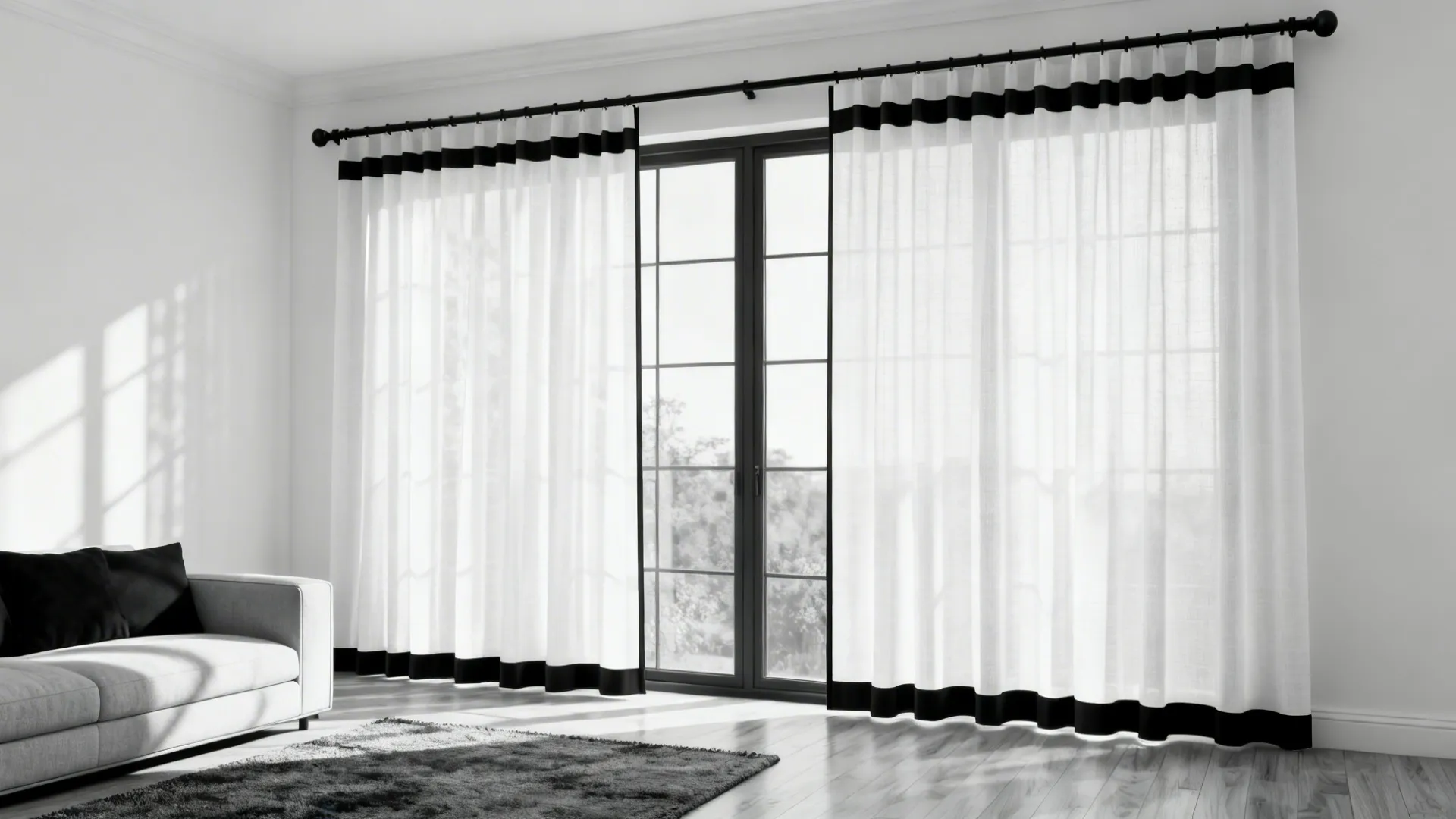 Curtains for Black and White Living Room — 5 Ideas