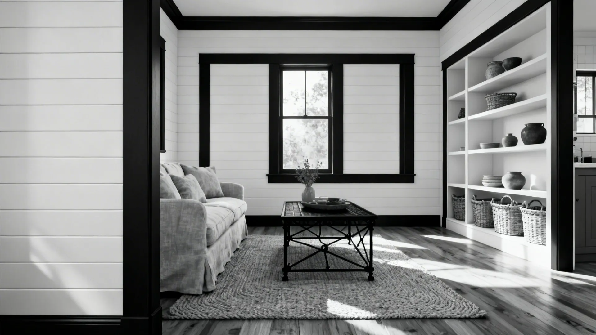 5 Black and White Farmhouse Living Room Ideas