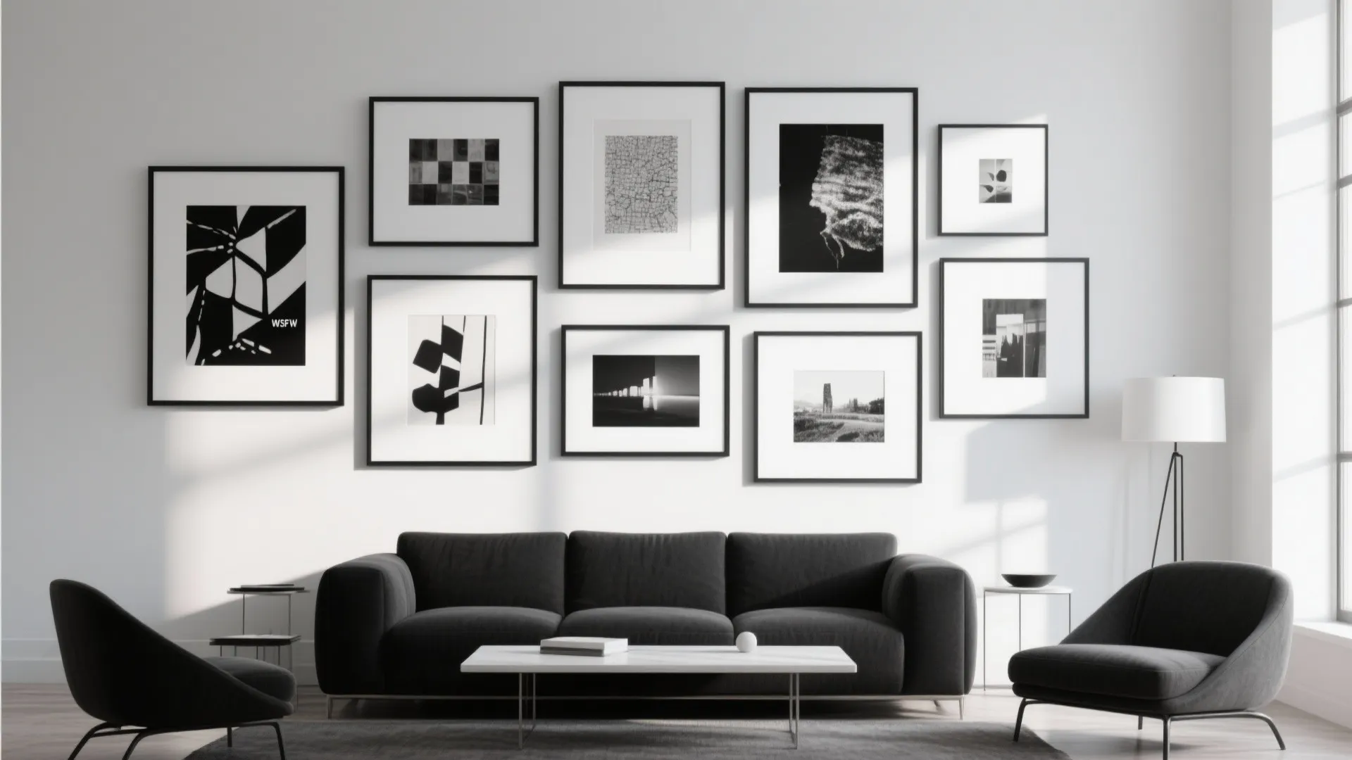 5. Monochrome Gallery Wall