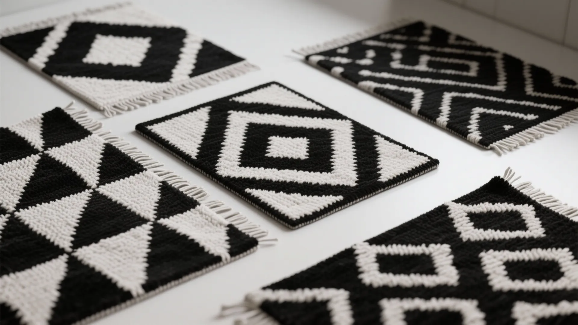8. Black and White Geometric Rugs