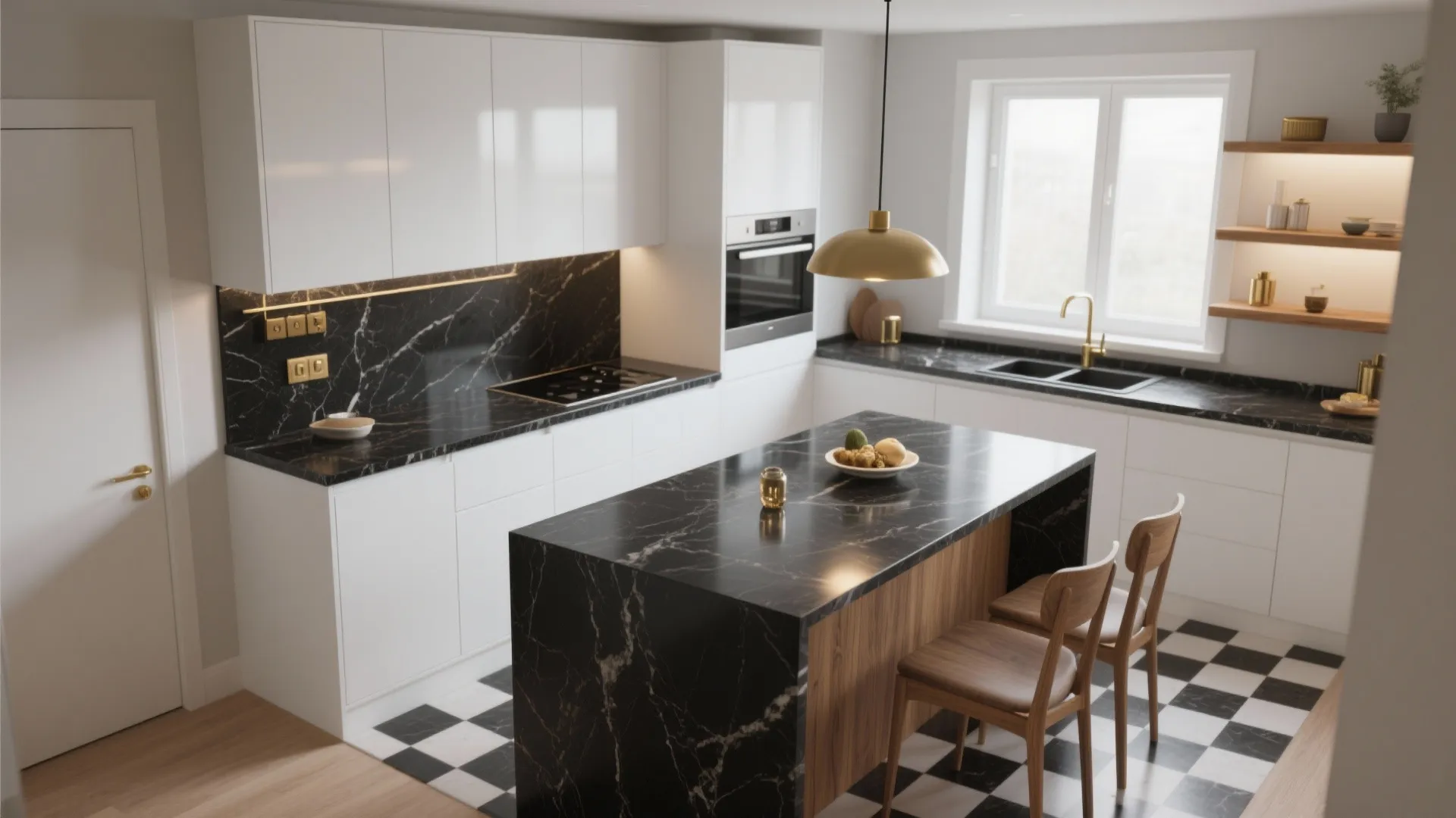 Black & White Granite Kitchen Ideas — 5 Inspirations: Creative small-space solutions and layout tips for a black and white granite kitchen