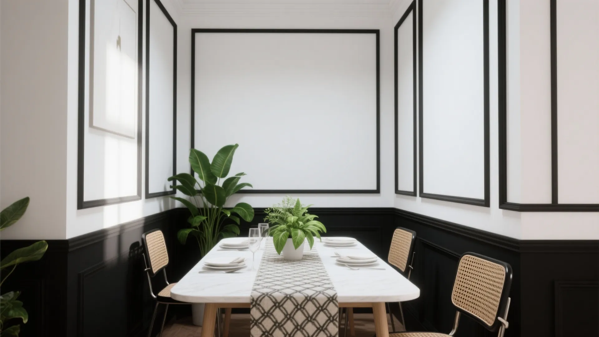 5. High-Contrast Black and White with Green Accents