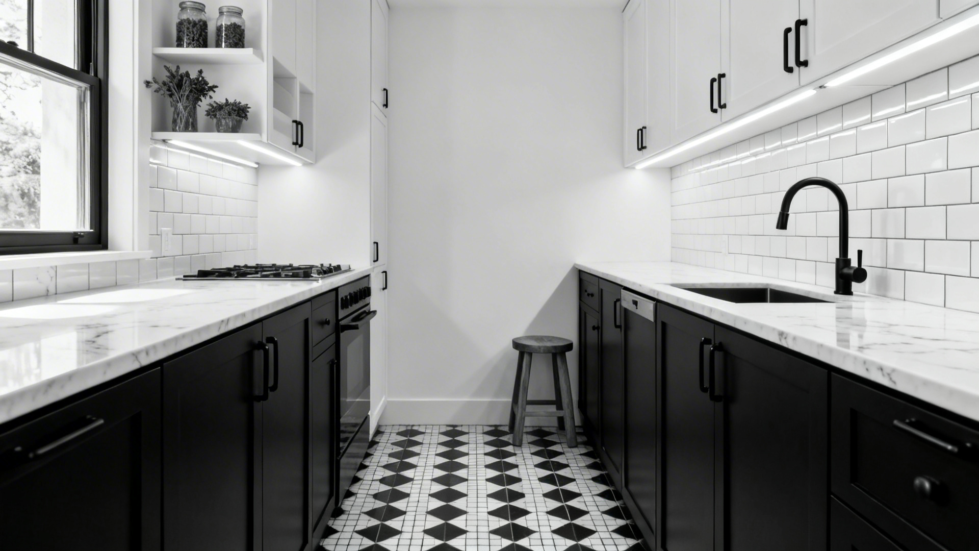 Black and White Kitchen Feels Dark? 5 Small-Space Fixes
