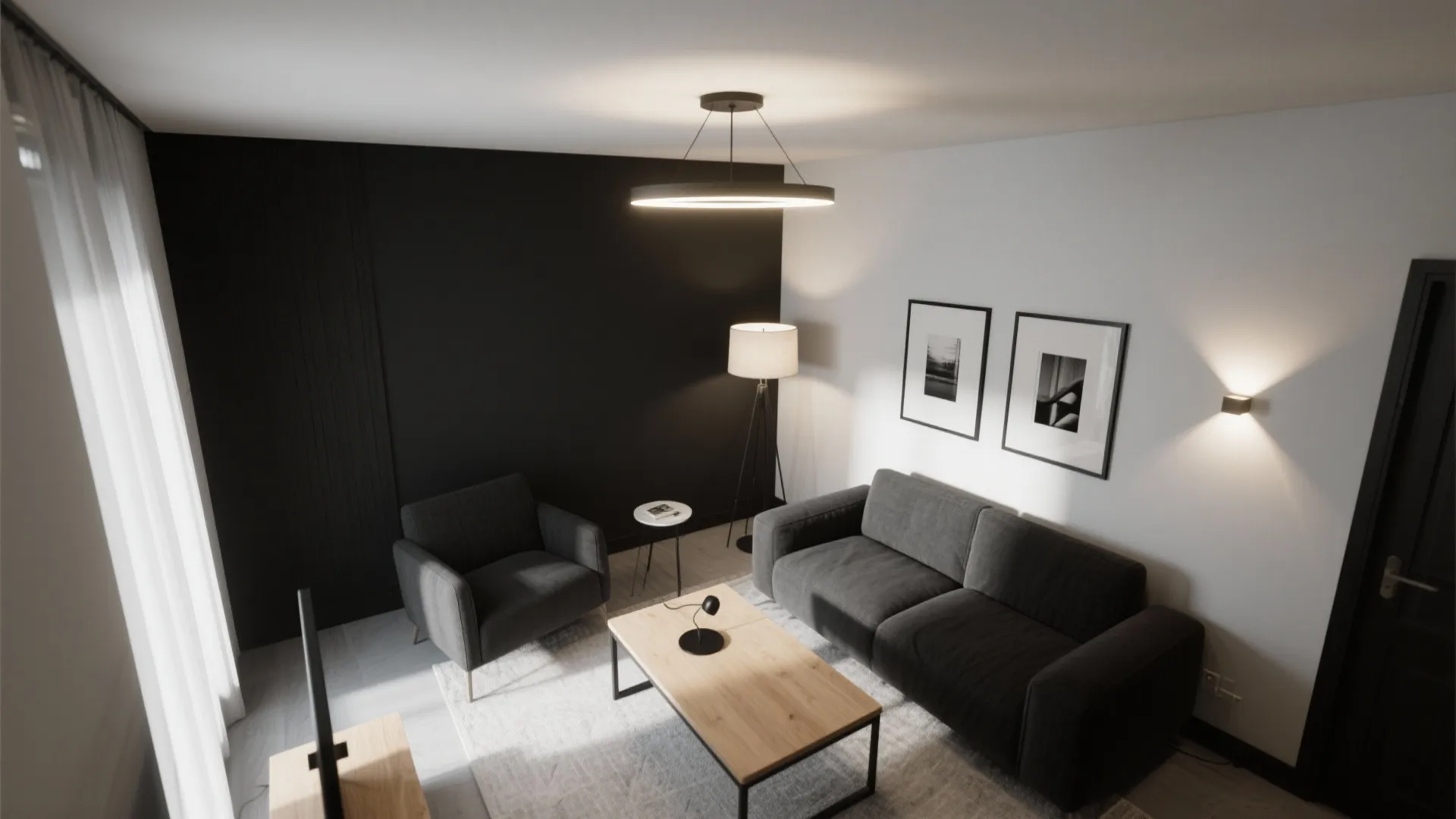 Balanced Lighting Layers in a High-Contrast Room