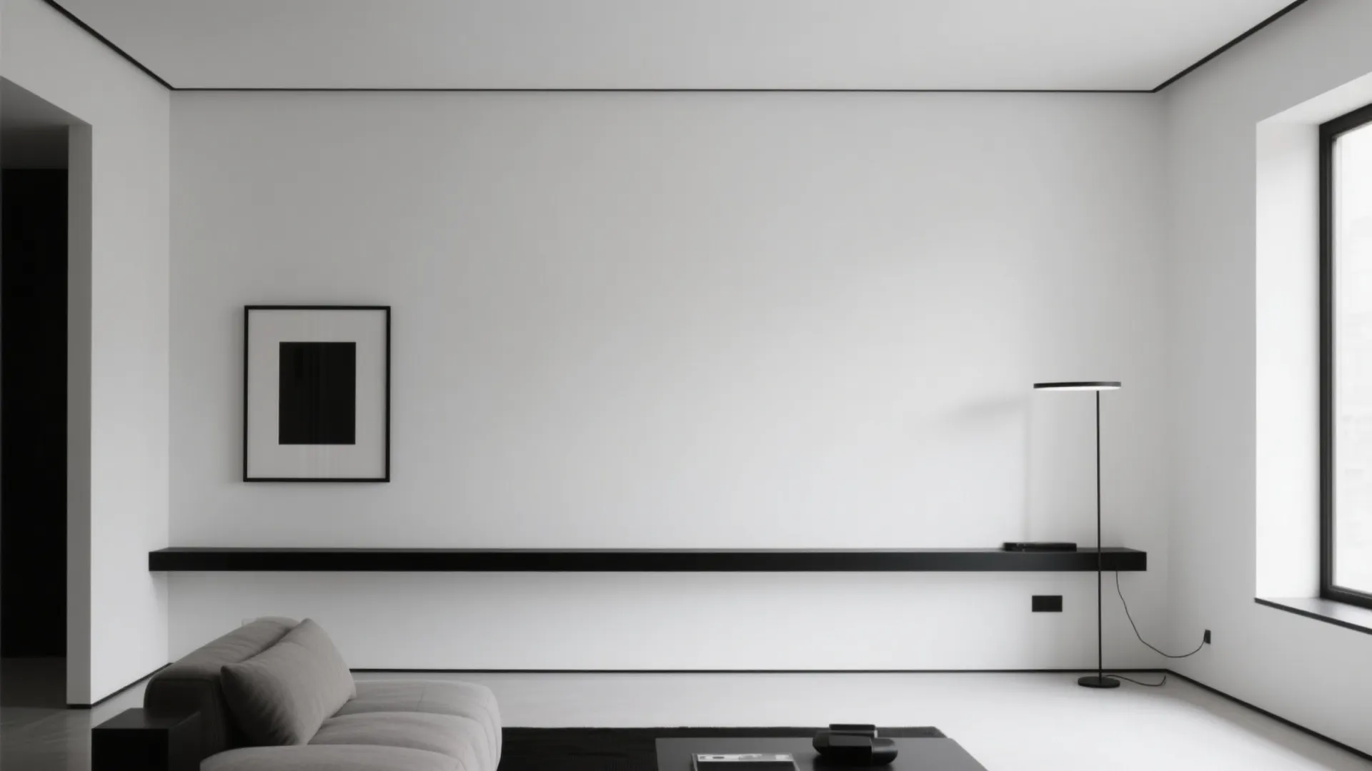 Crisp White + Black Linework Accents