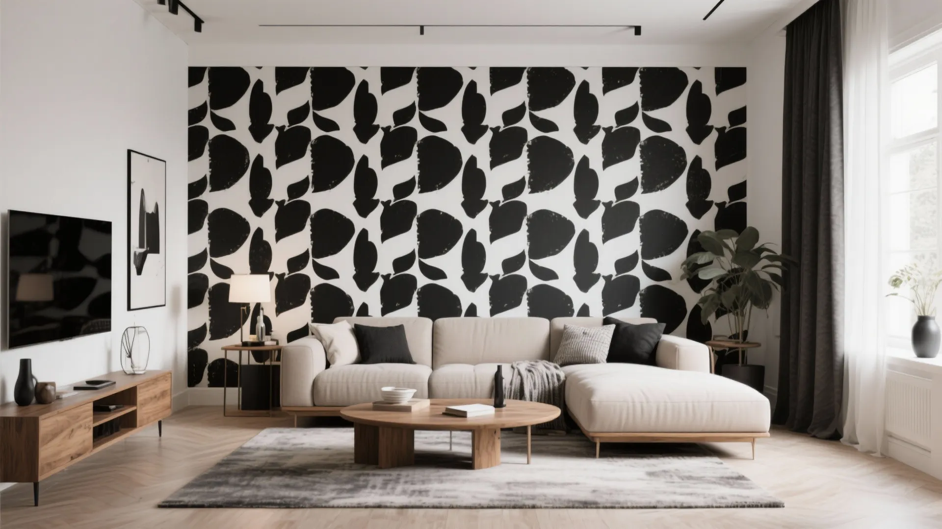 9. Patterned Black and White Wallpaper