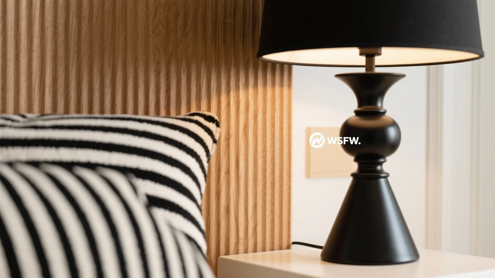 4) Black, White, and Wood (Graphic but Cozy)