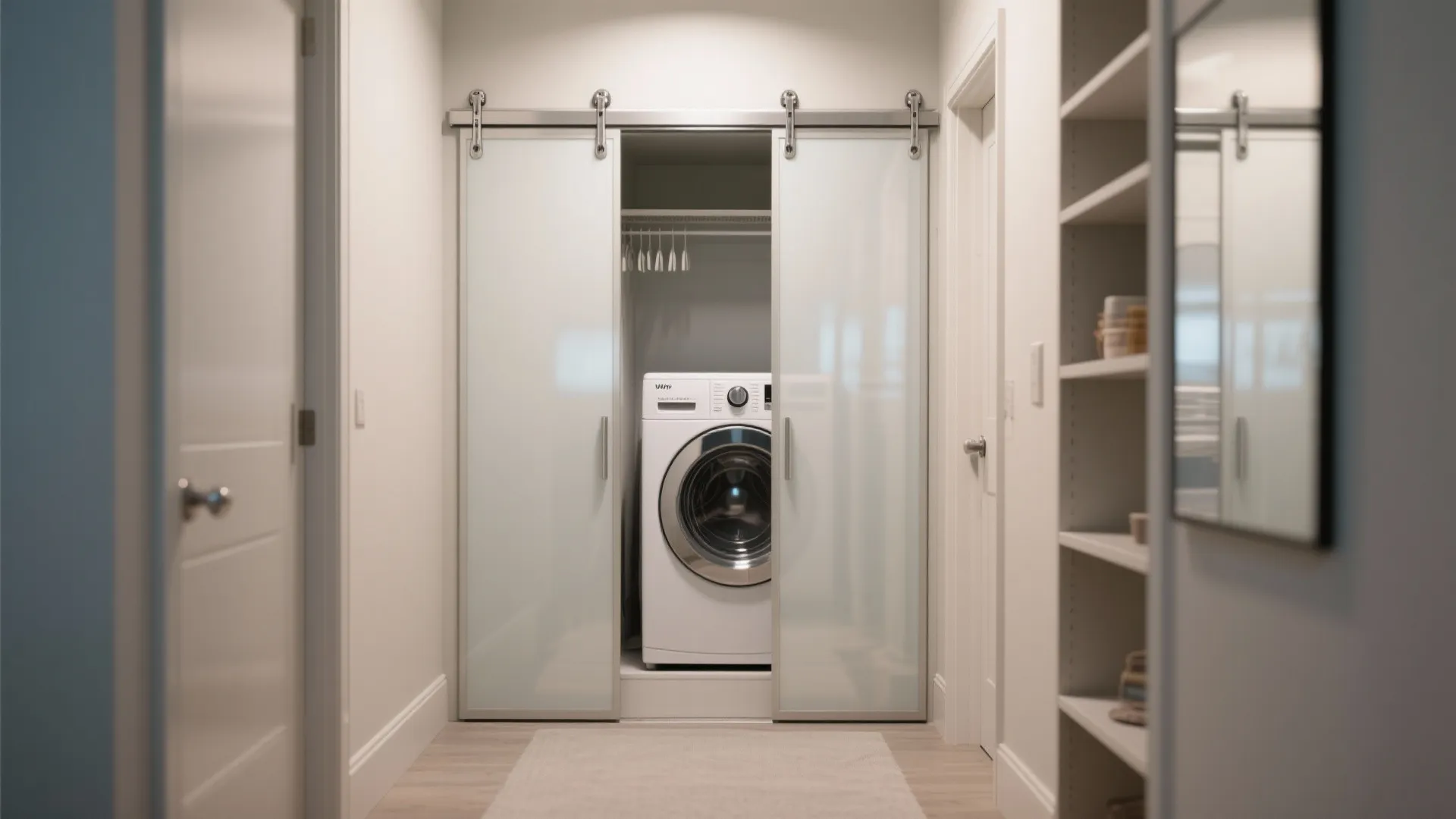 4) Sliding or bypass doors instead of swing doors