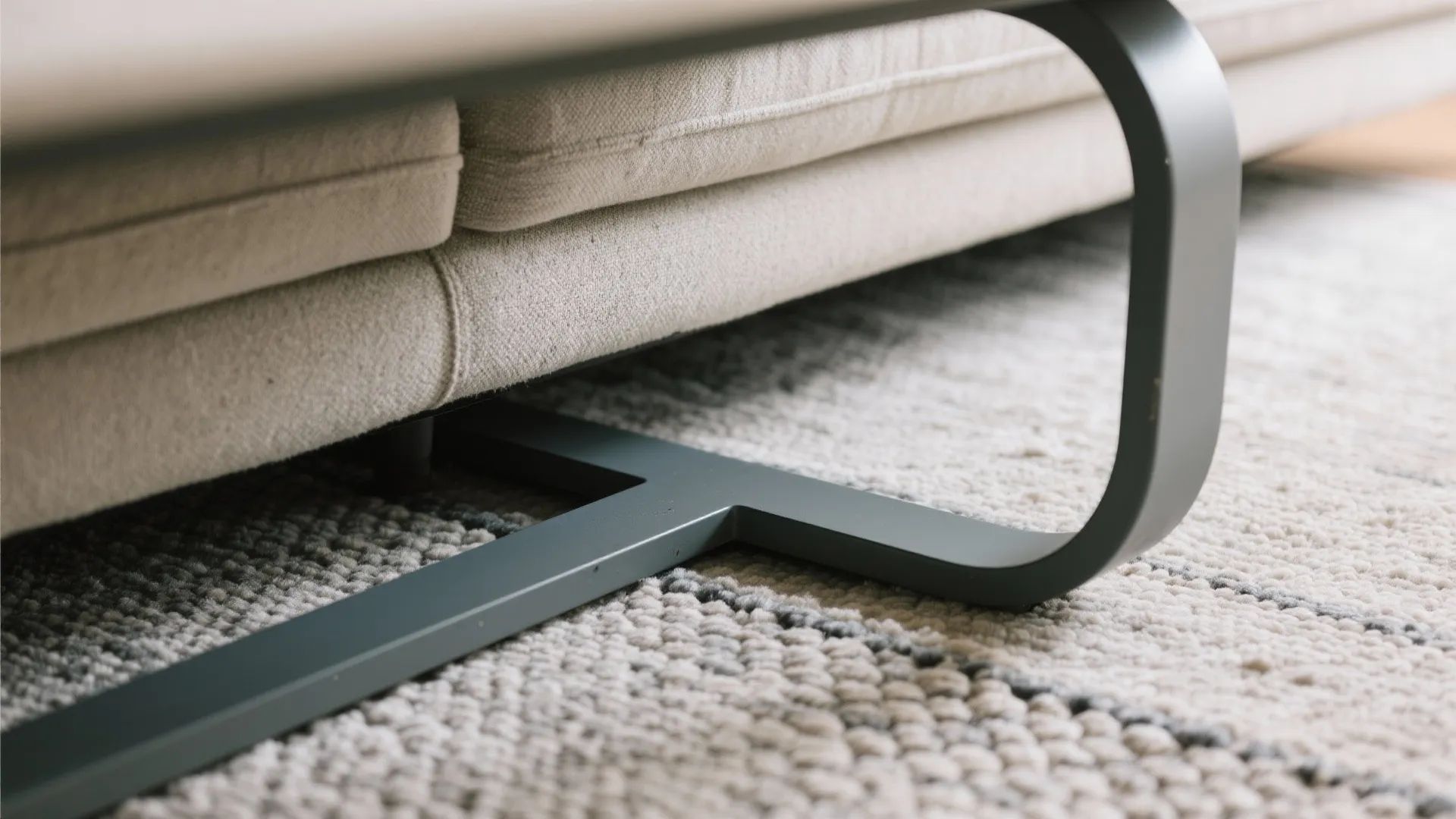 2) C-shaped table that slides under the sofa