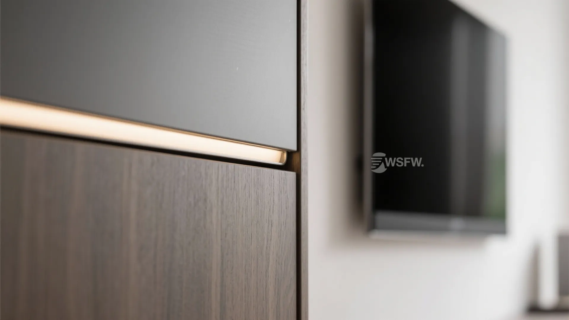 Minimalist storage wall around the TV