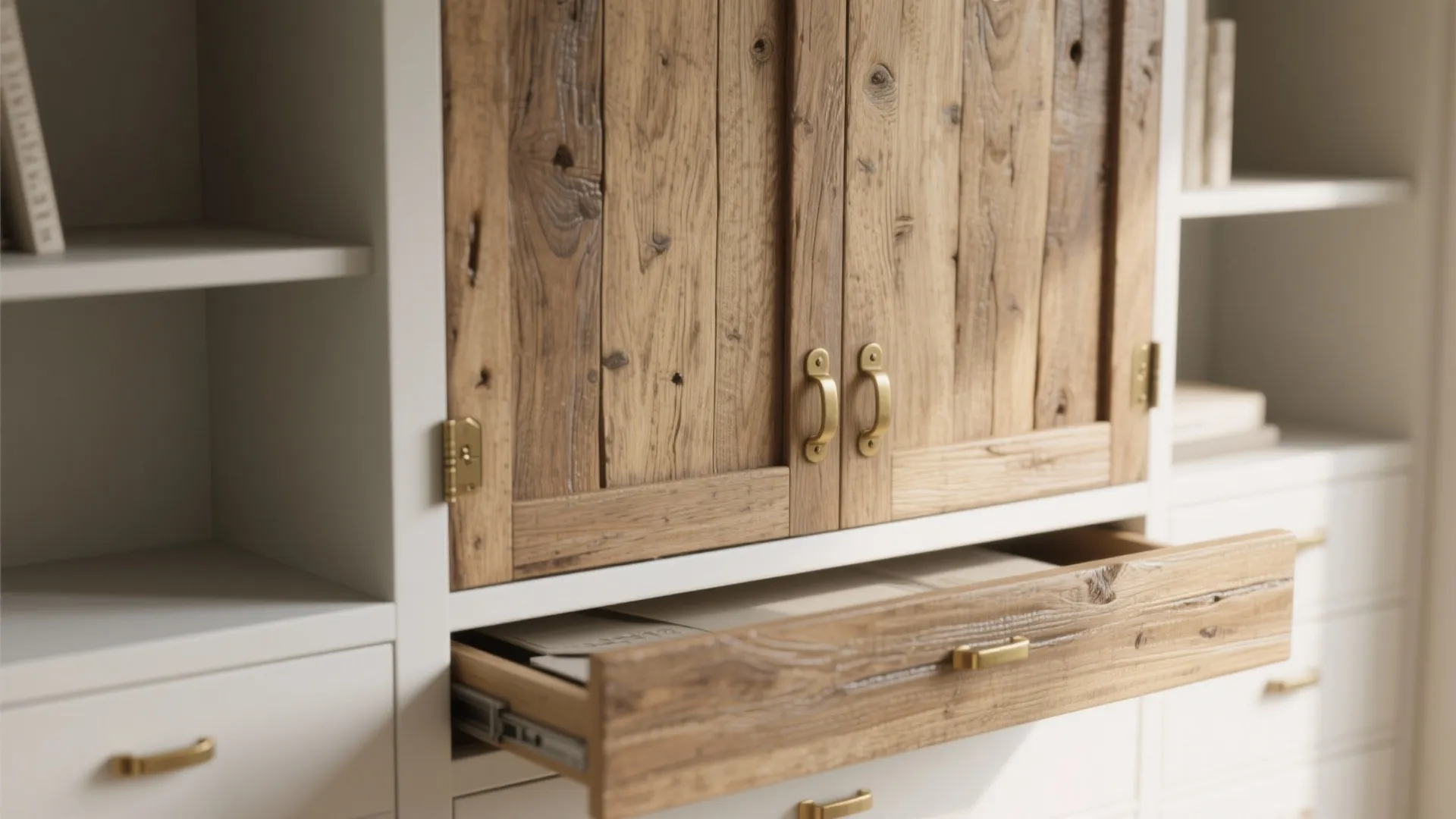 3. Cabinet-style Bed with Built-in Shelves