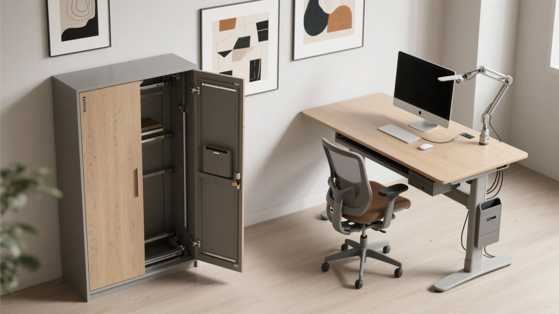 4. Desk that folds into a cabinet — smart ergonomics