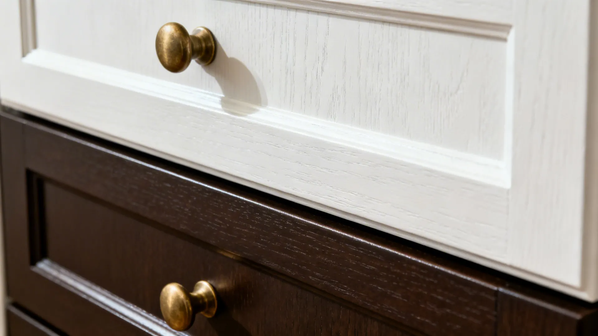 High-contrast Shaker Cabinets: White Uppers, Espresso Lowers