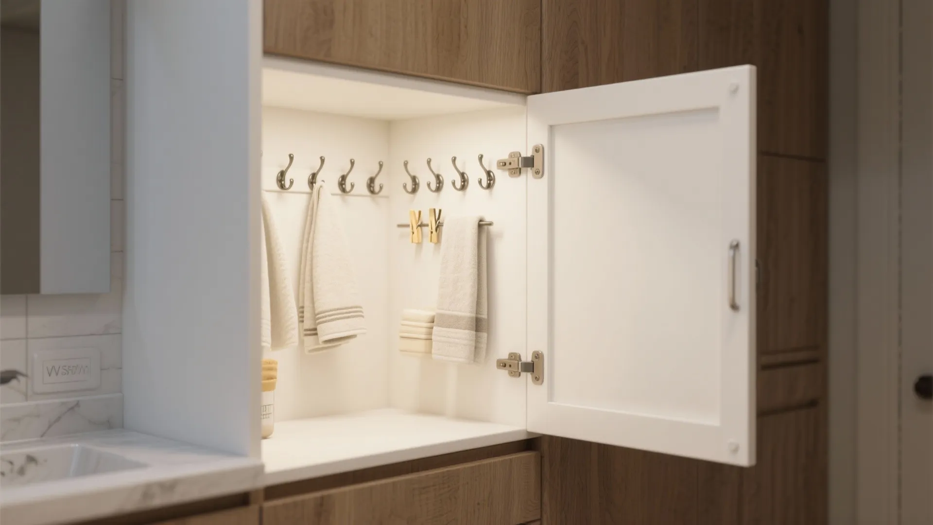 3. Hook Rail on the Inside of Cabinet Doors