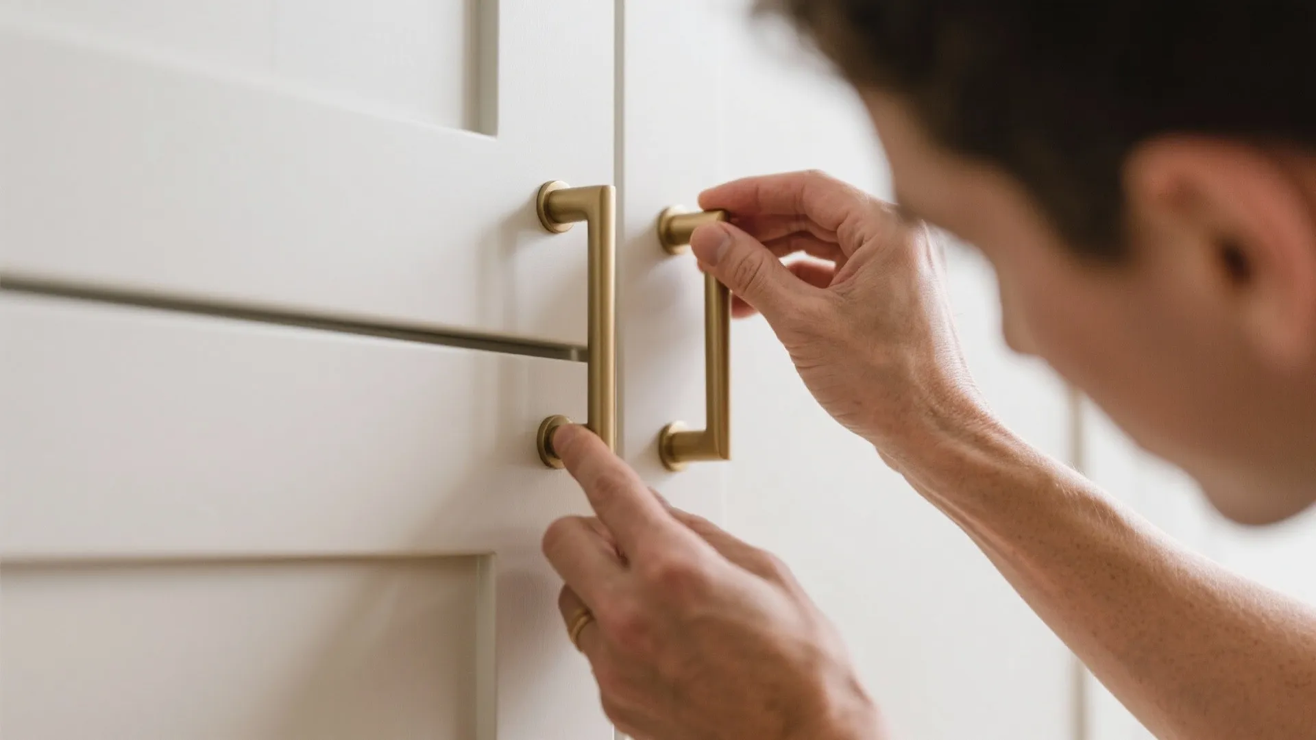 Installing modern handles on new cabinet doors
