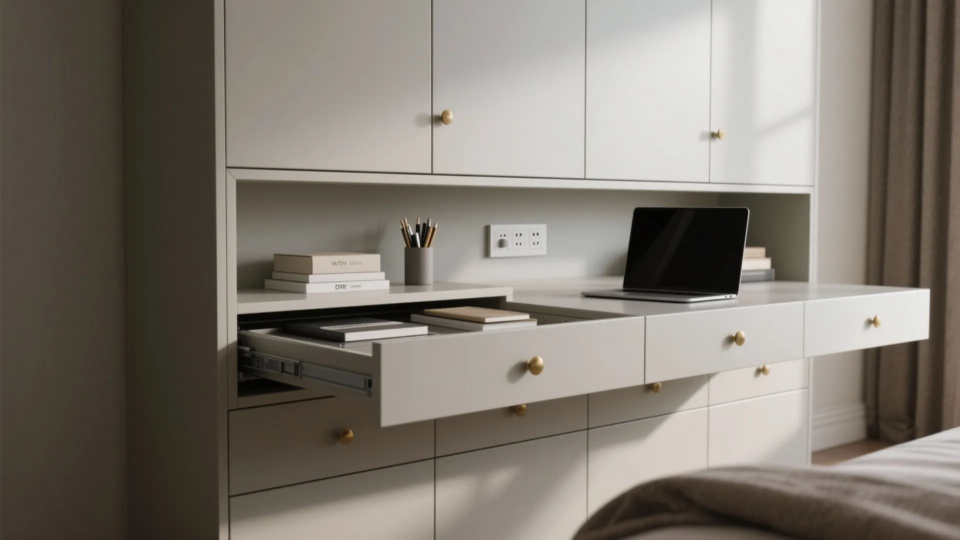 4. Drawer desk built into cabinetry