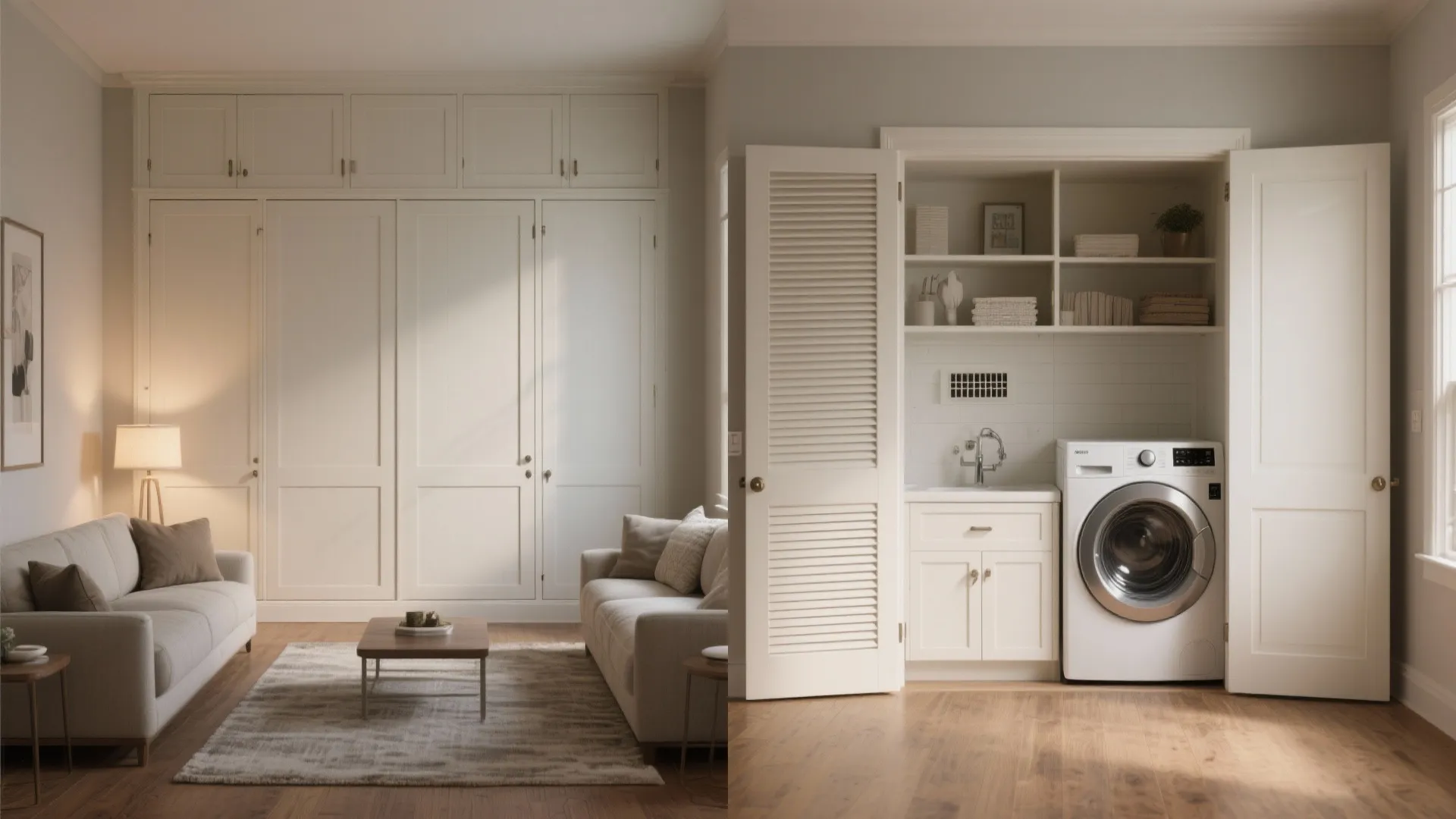 4. Cabinet-Fronted Laundry Nook