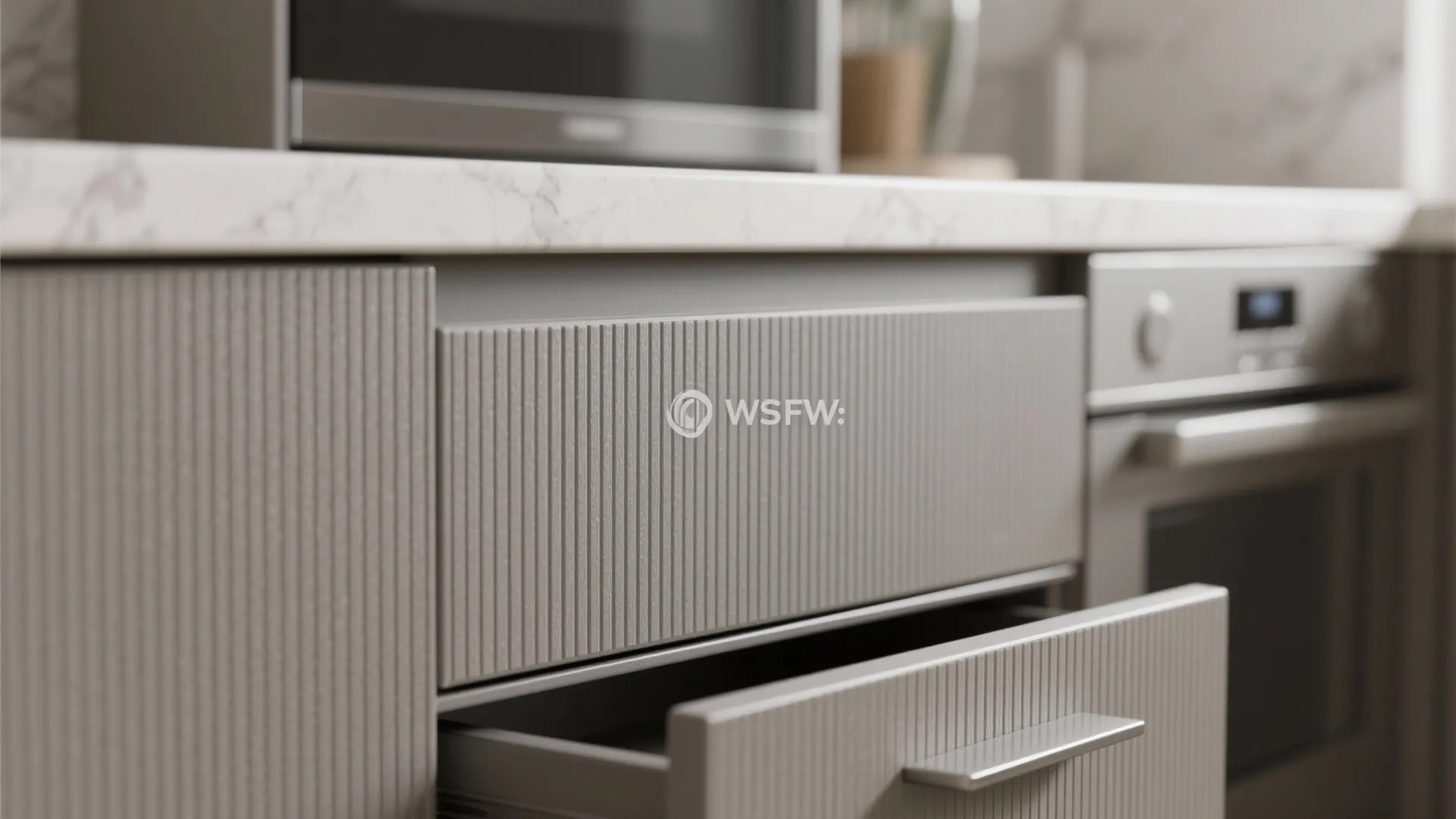 Minimalist kitchen storage with clean lines