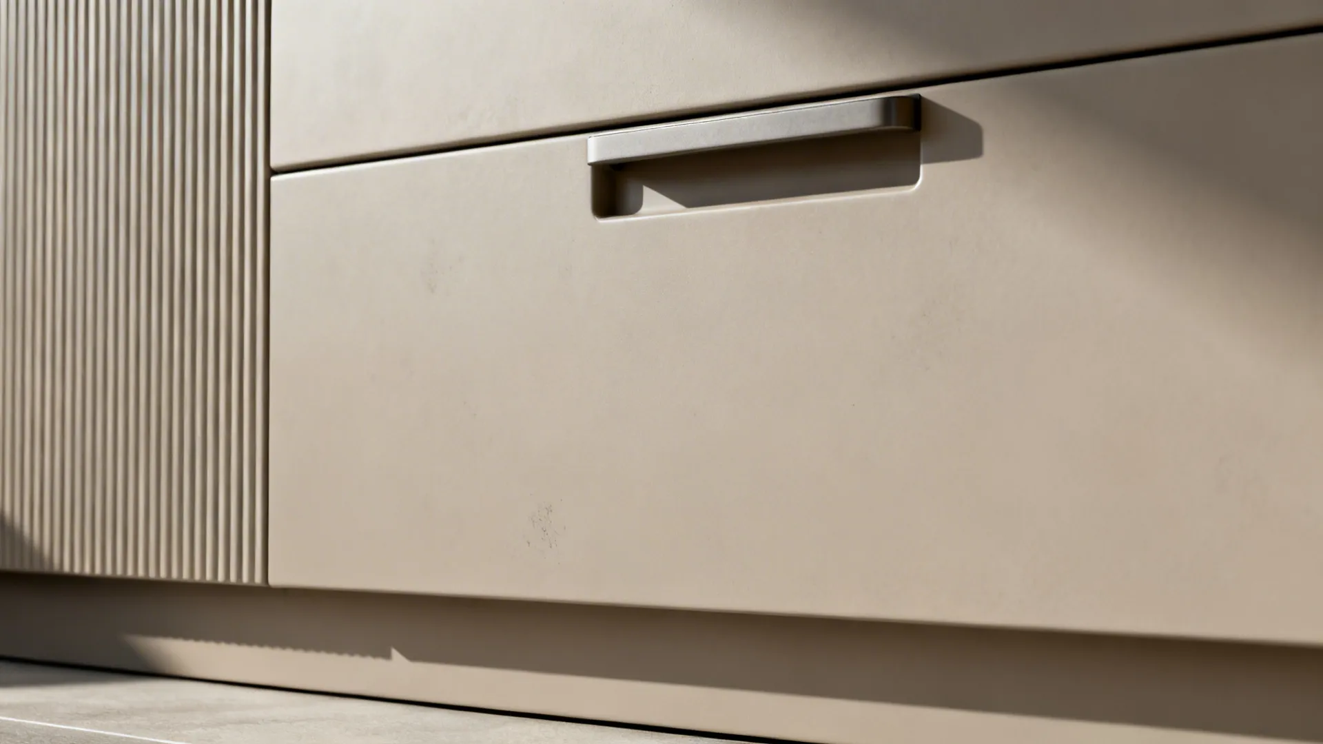 Minimalist storage that blends kitchen and lounge